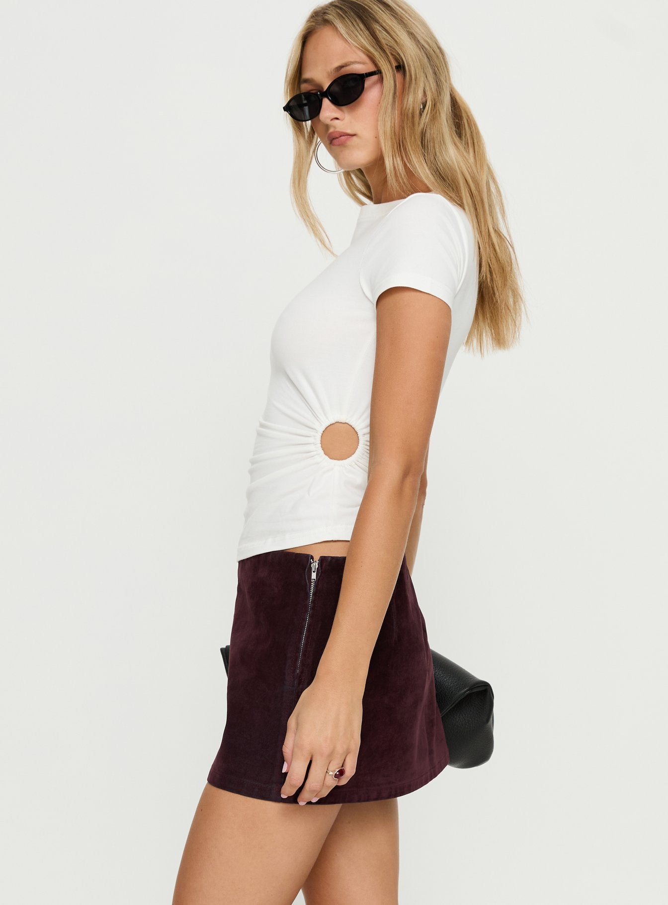 Karra Flocked Mini Skirt Washed Red - Image 3
