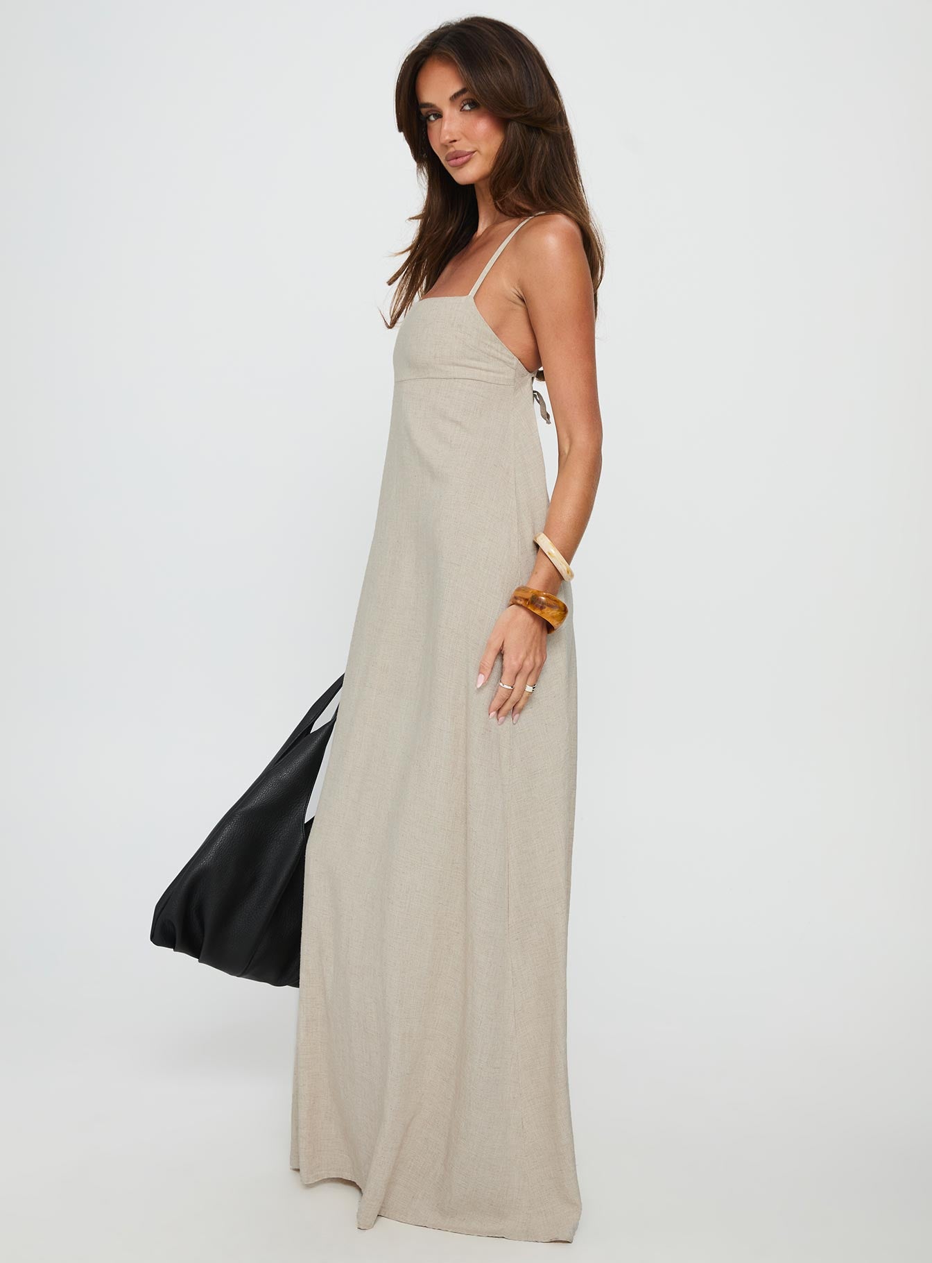 Solie Tie Back Maxi Dress Natural - Image 4