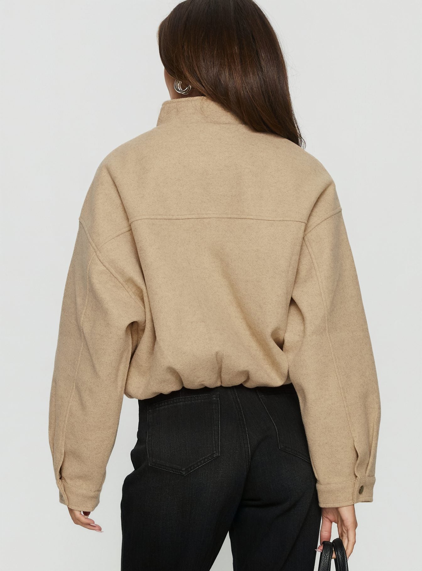 Chayden Cropped Bomber Jacket Beige - Image 3