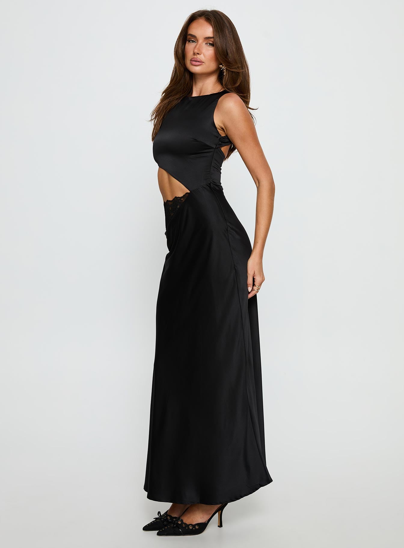 Lareina Cut Out Lace Maxi Dress Black - Image 4