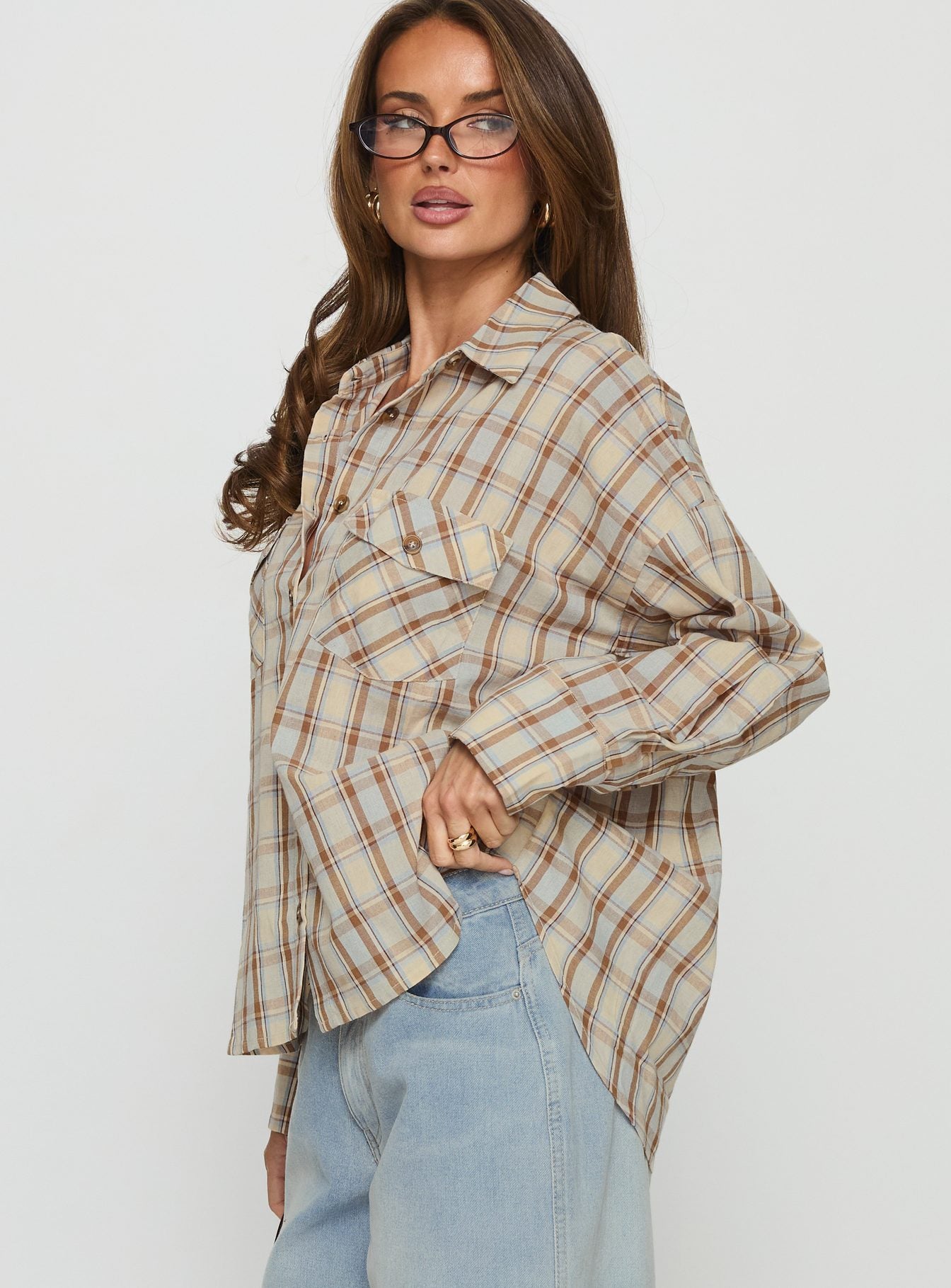 Sweet Summer Flannel Top Blue Check - Image 4