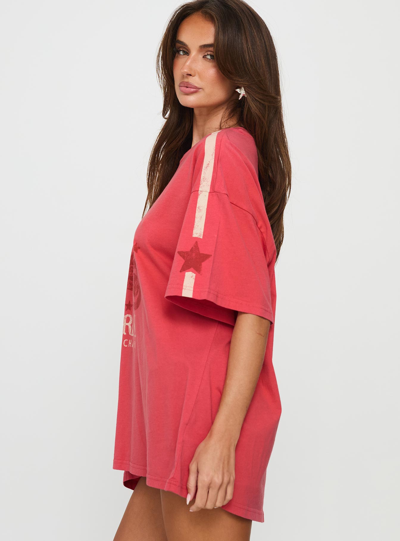 Fast Track Oversized Graphic Top Red - Image 3