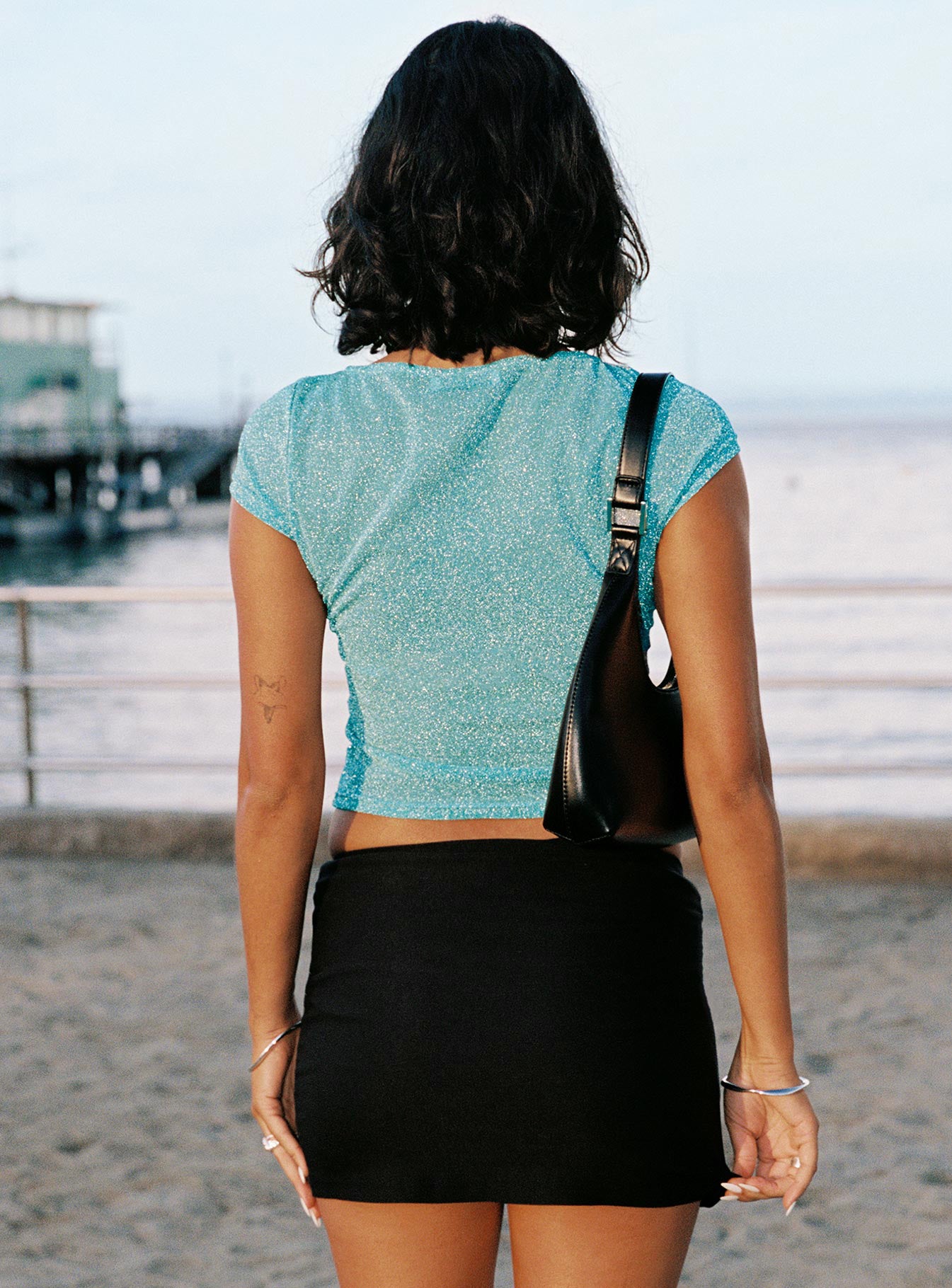 Quotation Diamante Mini Skirt Black - Image 12