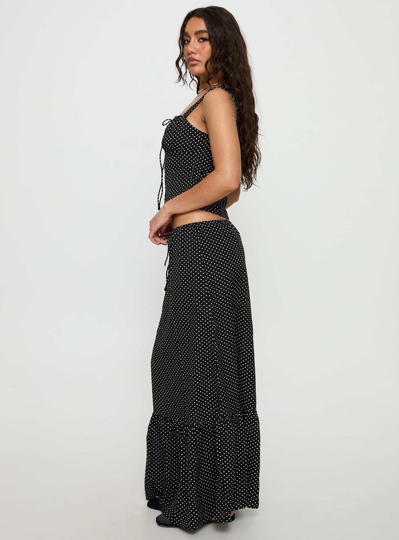 Modern Girl Maxi Skirt Black Polka Dot - Image 4