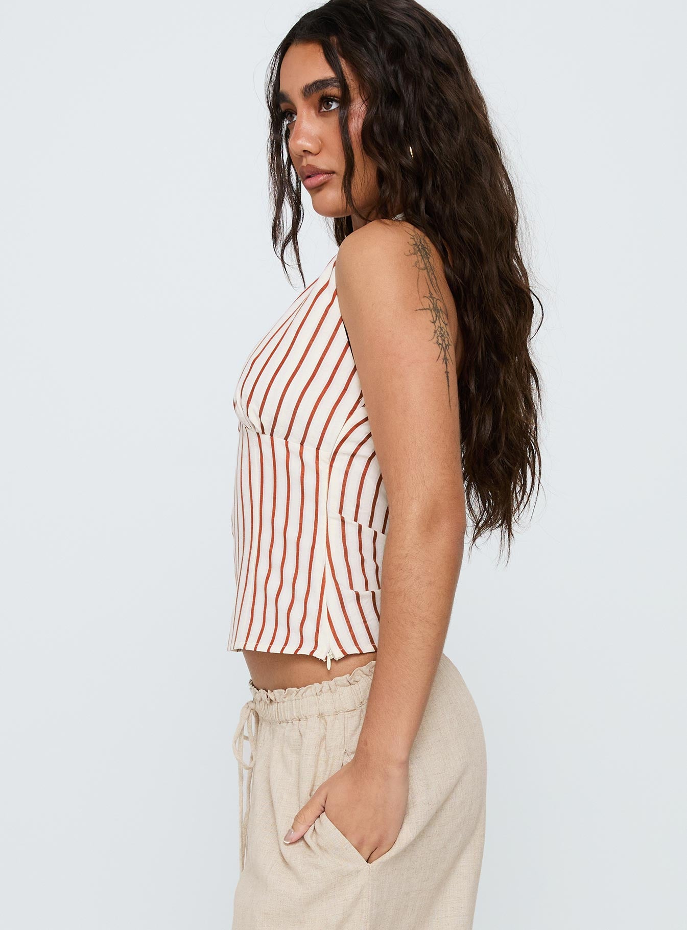 Radiant Beam Halter Top Orange Stripe - Image 4