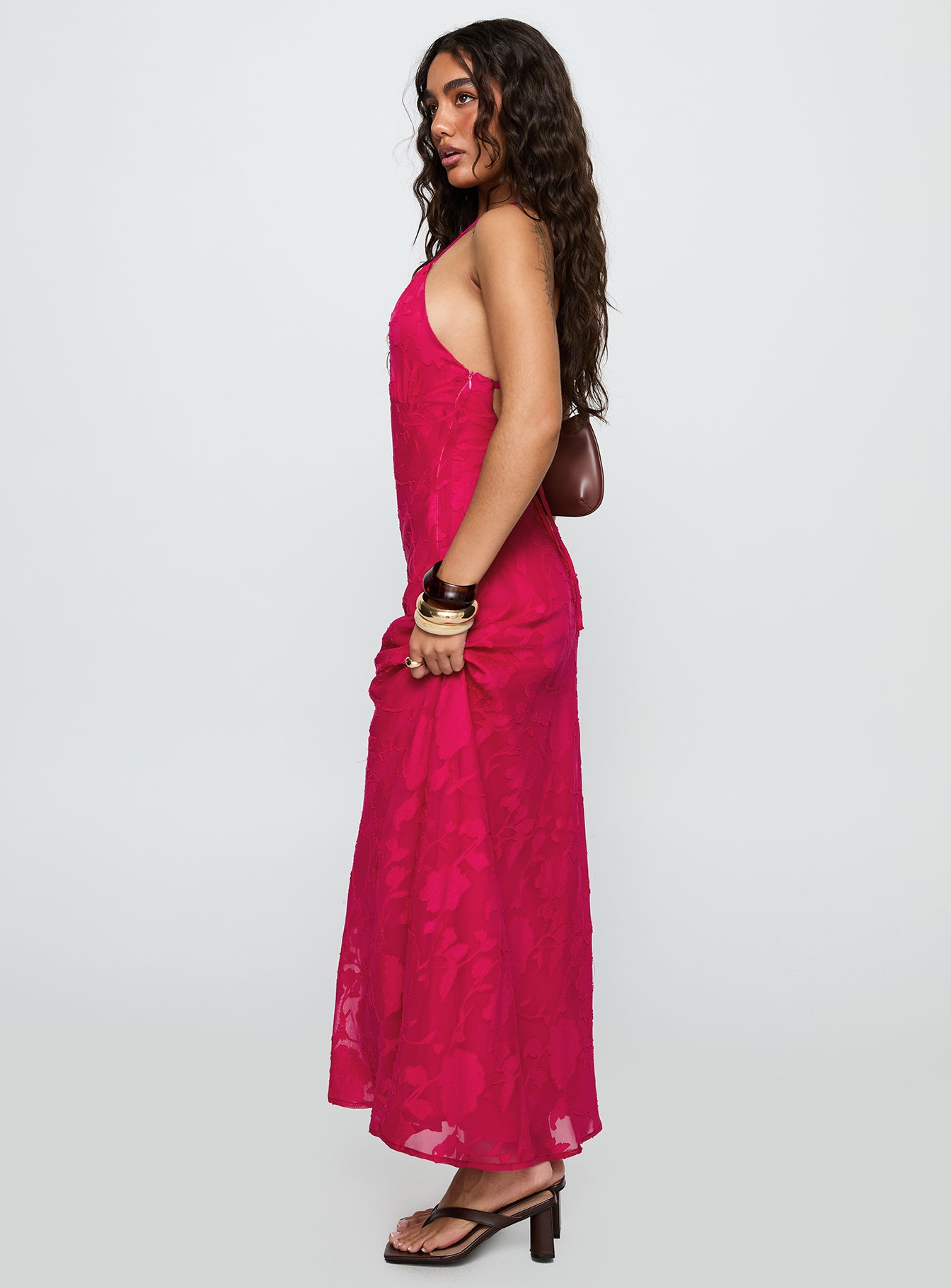 Magnetic Halter Maxi Dress Hot Pink - Image 3
