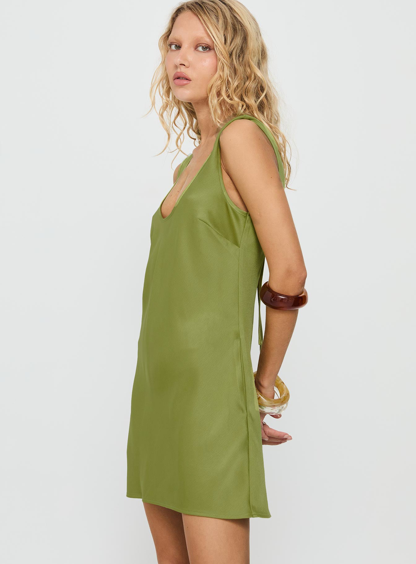 Kalyssia Tie Back Shift Mini Dress Green - Image 4