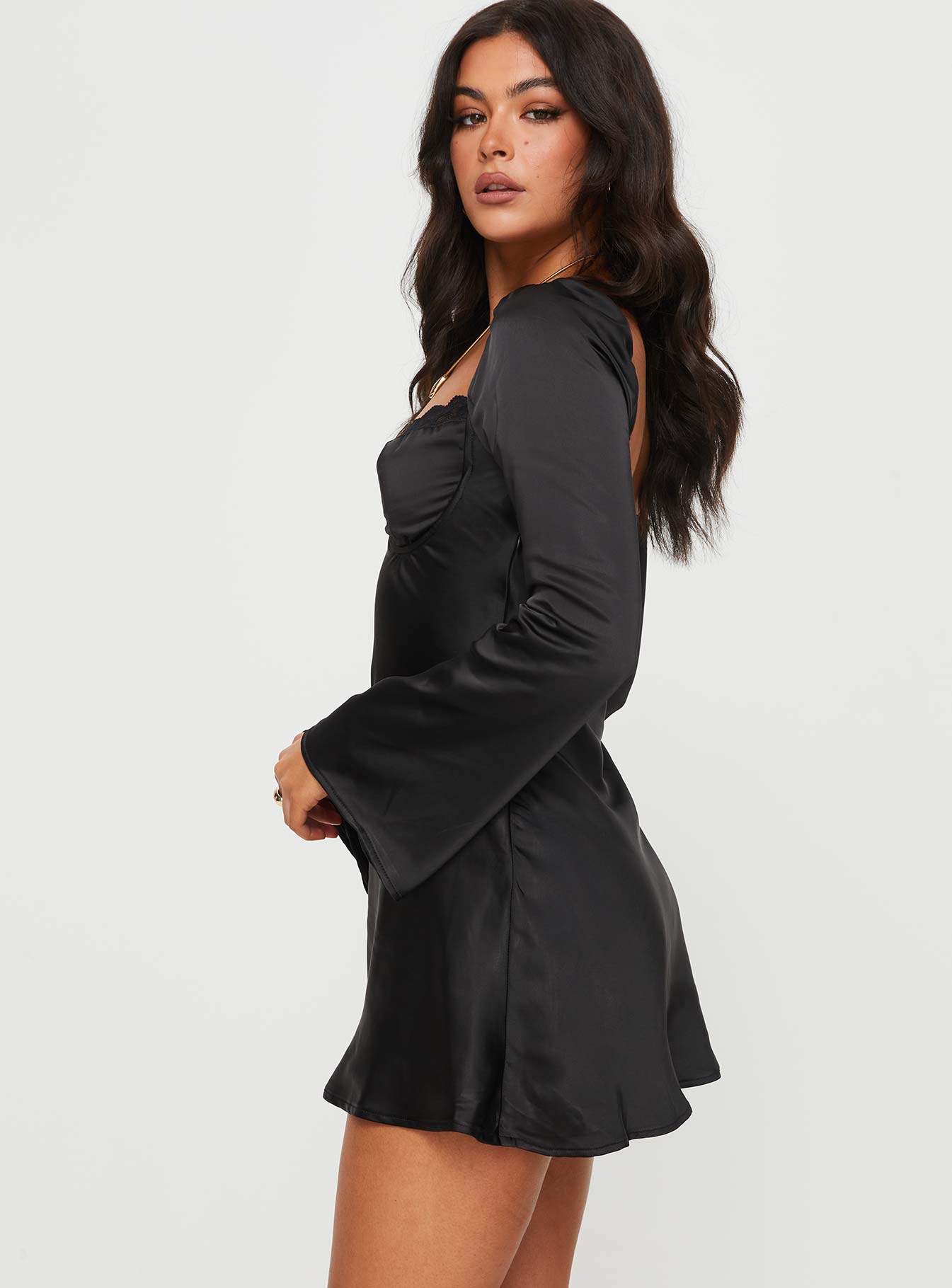 Moniz Long Sleeve Mini Dress Black - Image 4