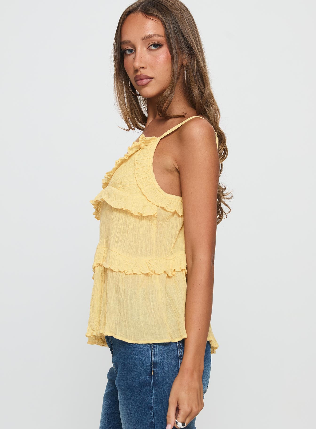 Jorjia Ruffle Cami Top Yellow - Image 4