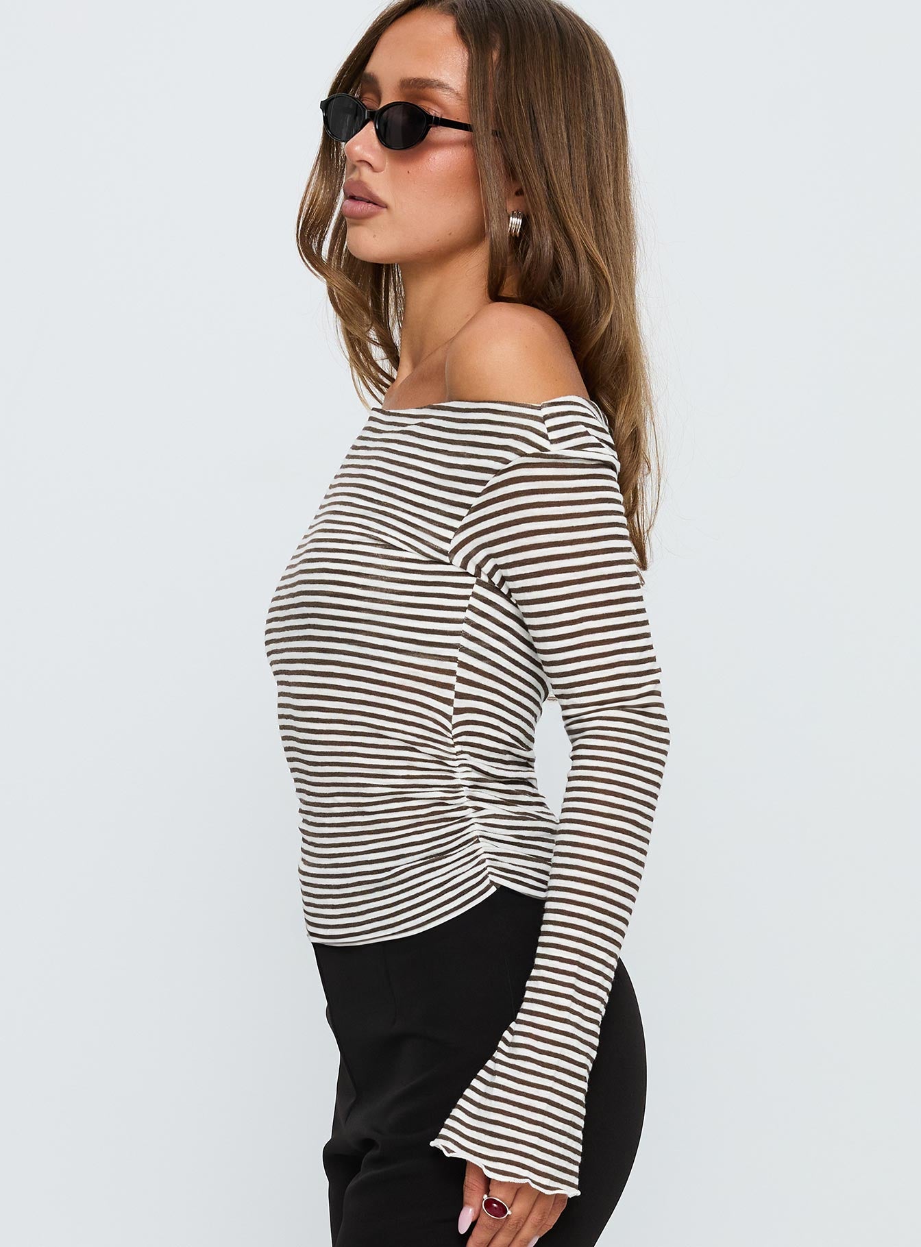 Synergies Long Sleeve Top Brown White Stripe - Image 4