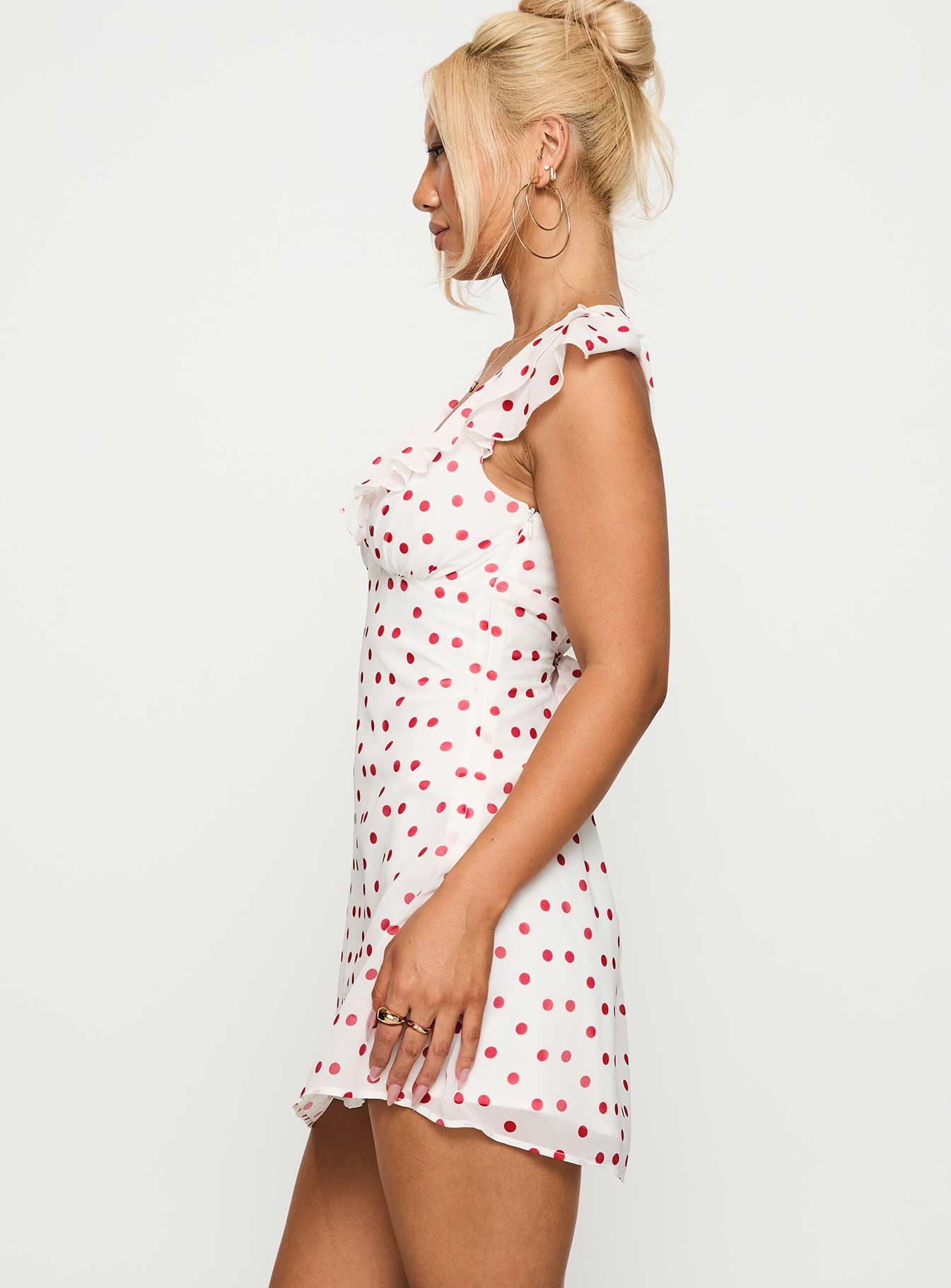 I Guess So Mini Dress White Burgundy Petite - Image 4