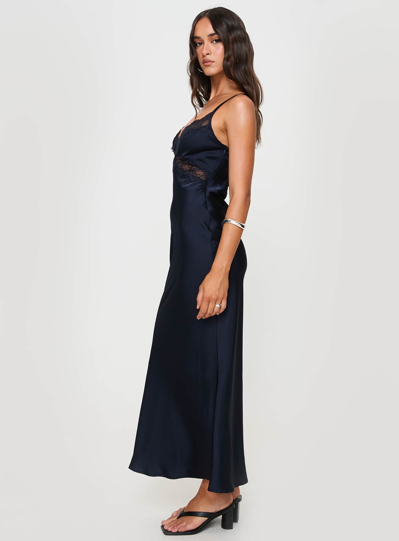 Treasure Bias Cut Maxi Dress Navy - Image 3