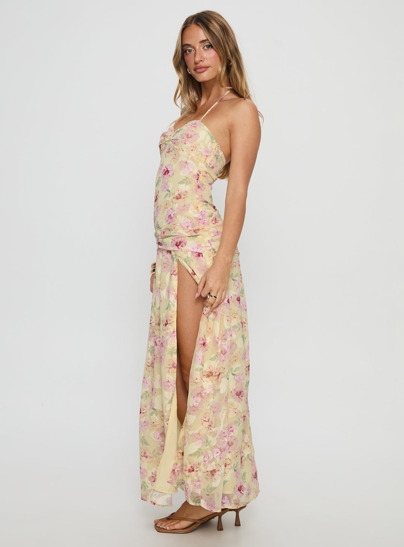 Deserae Halter Maxi Dress Floral Multi - Image 3