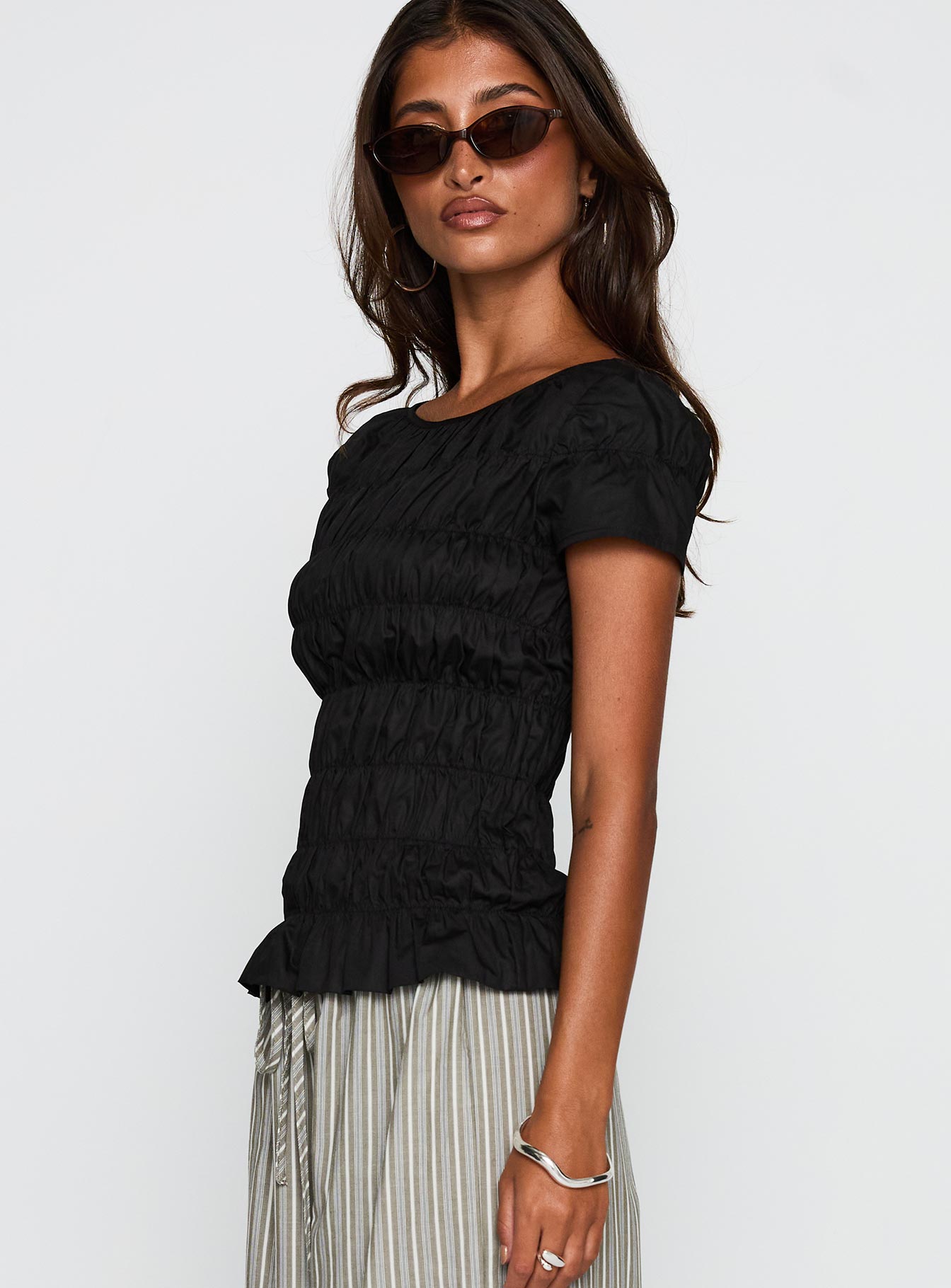 Spoiler Alert Ruched Top Black - Image 4