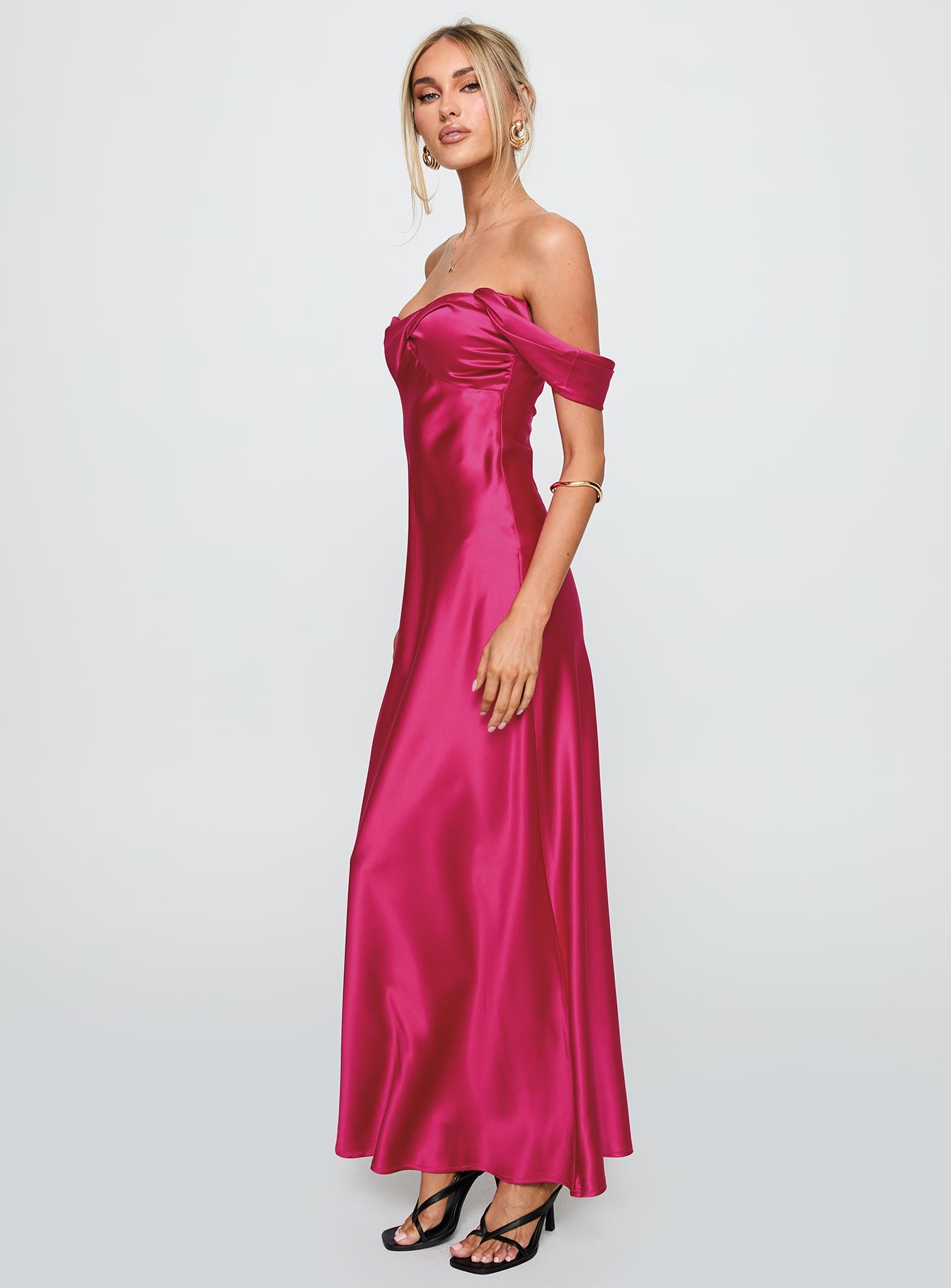Live For You Off The Shoulder Maxi Dress Hot Pink - Image 4
