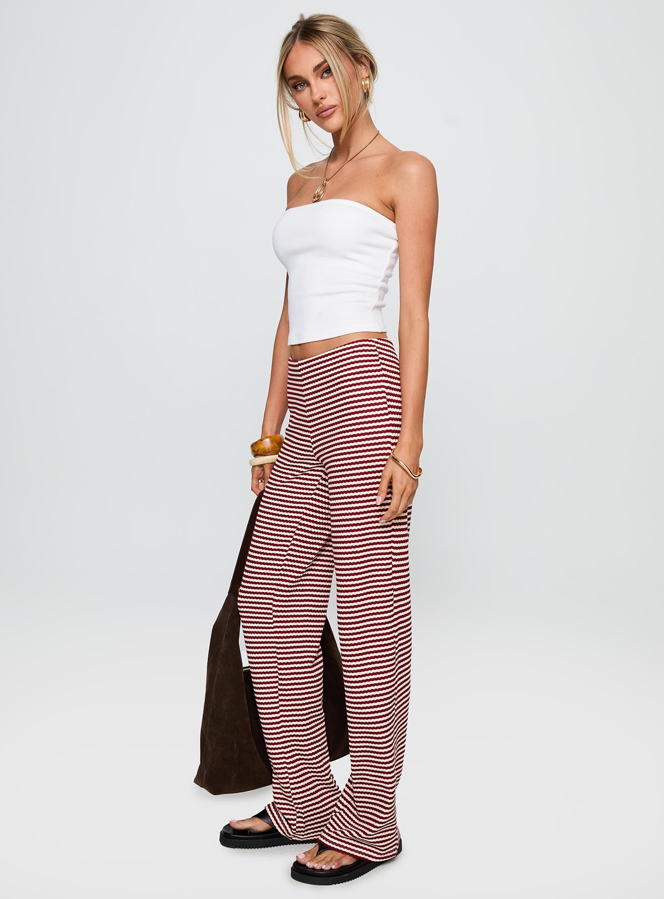 Next To Me Lounge Pant Red White Stripe - Image 4
