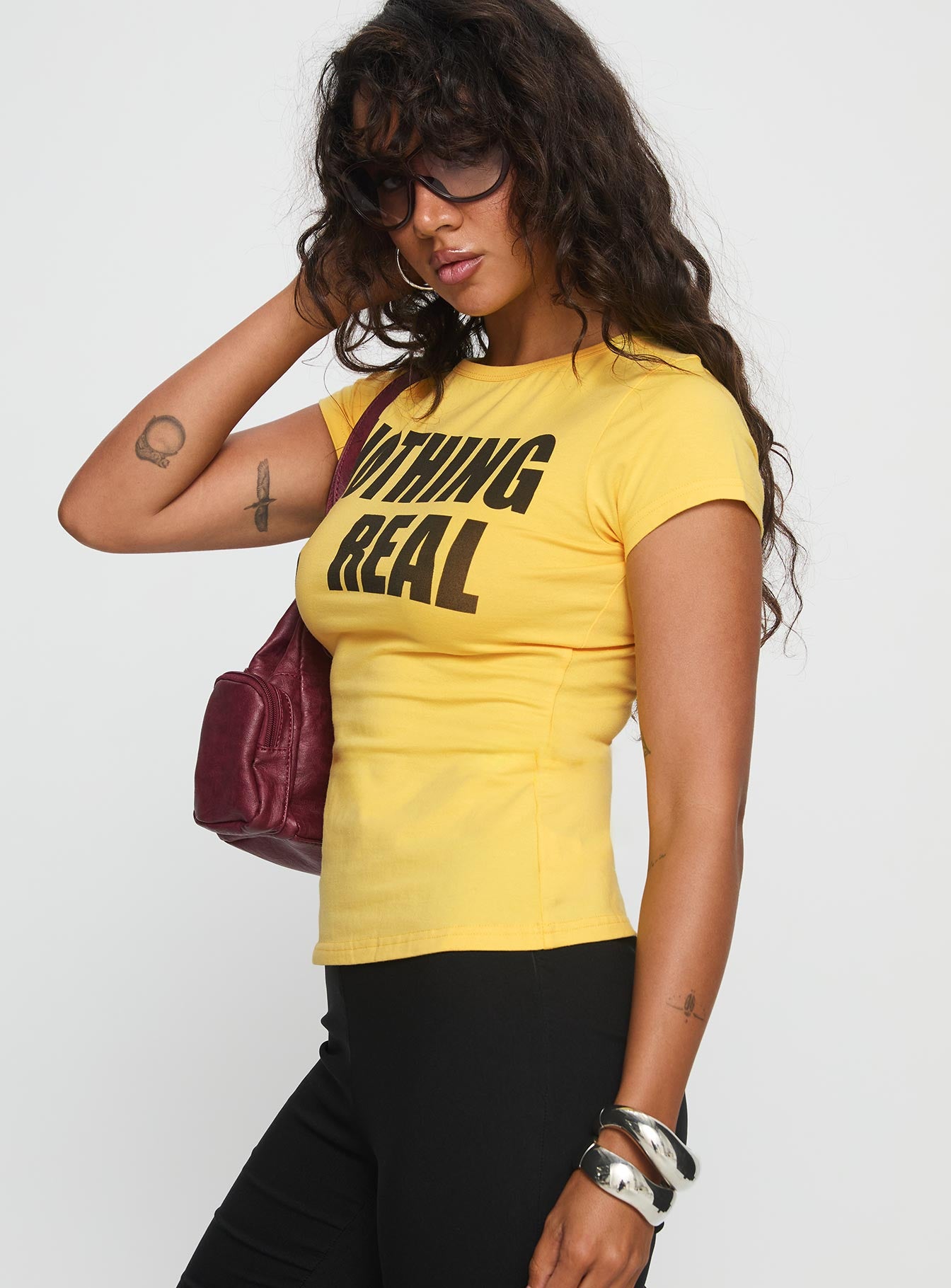Nothing Is Real Graphic Top Yellow Black - Image 4