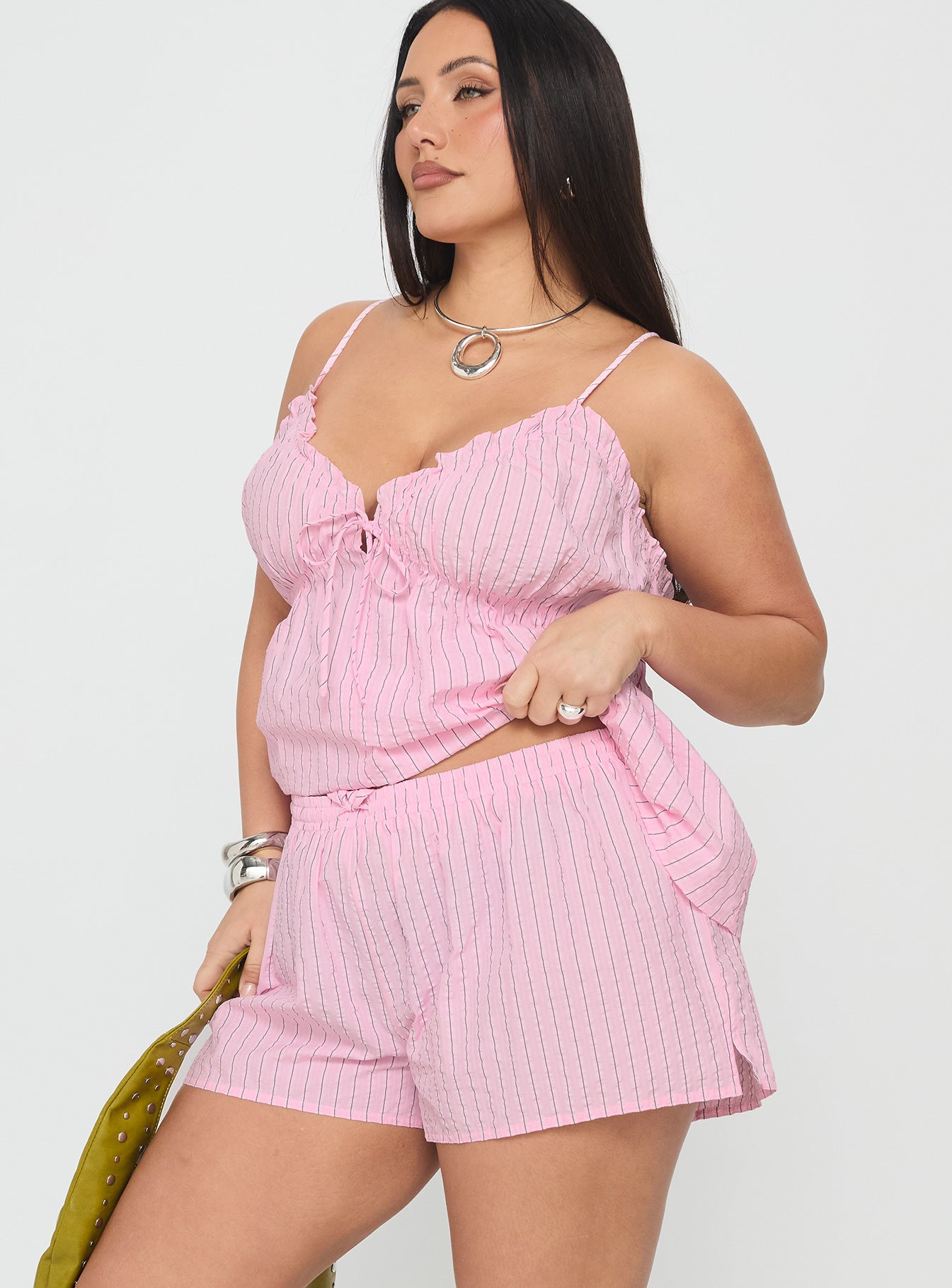 Abigayle Shorts Pink Stripe Curve - Image 4