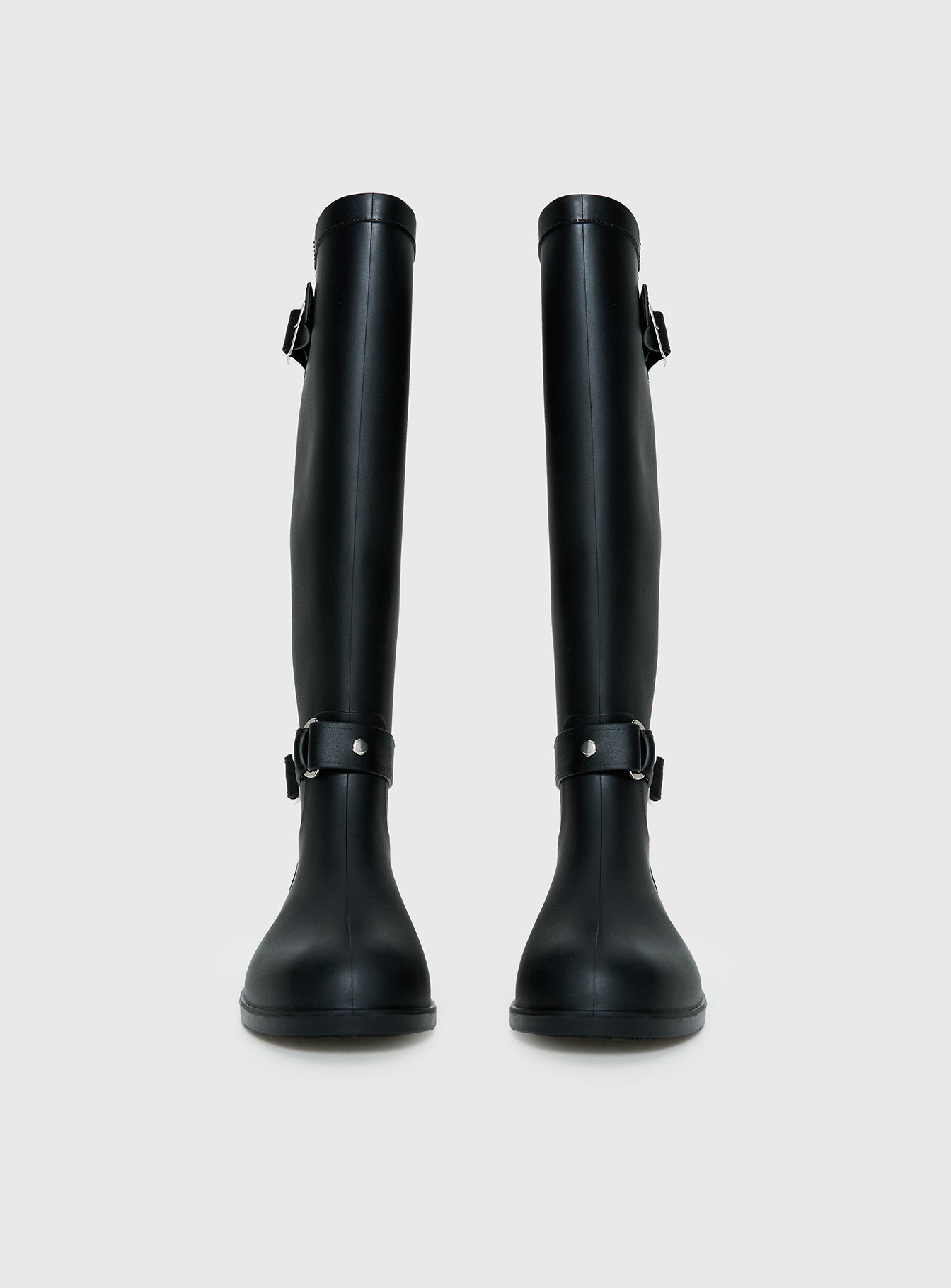 Elvera Buckle Detail Rubber Gumboots Black - Image 4