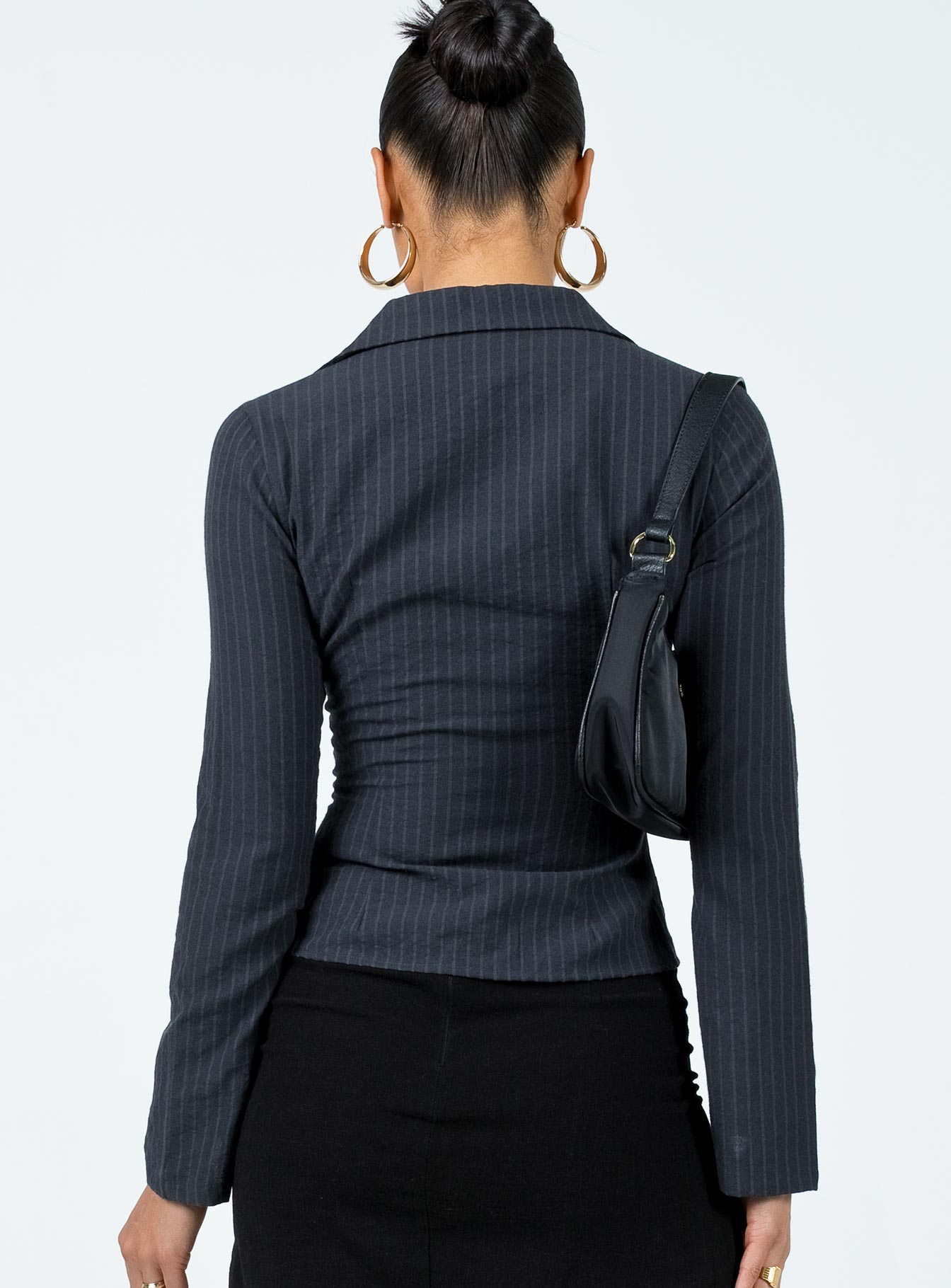 Anni Pinstripe Shirt Black - Image 7