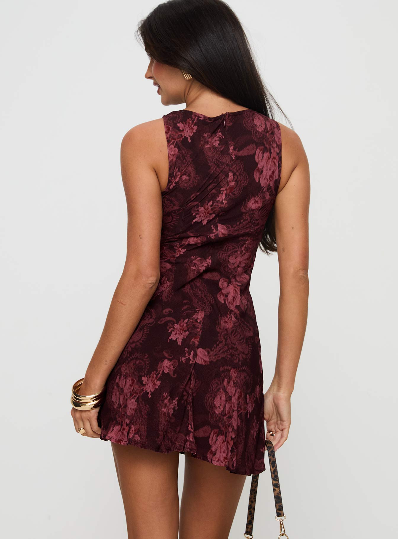Vivre Mini Dress Burgundy Paisley - Image 5