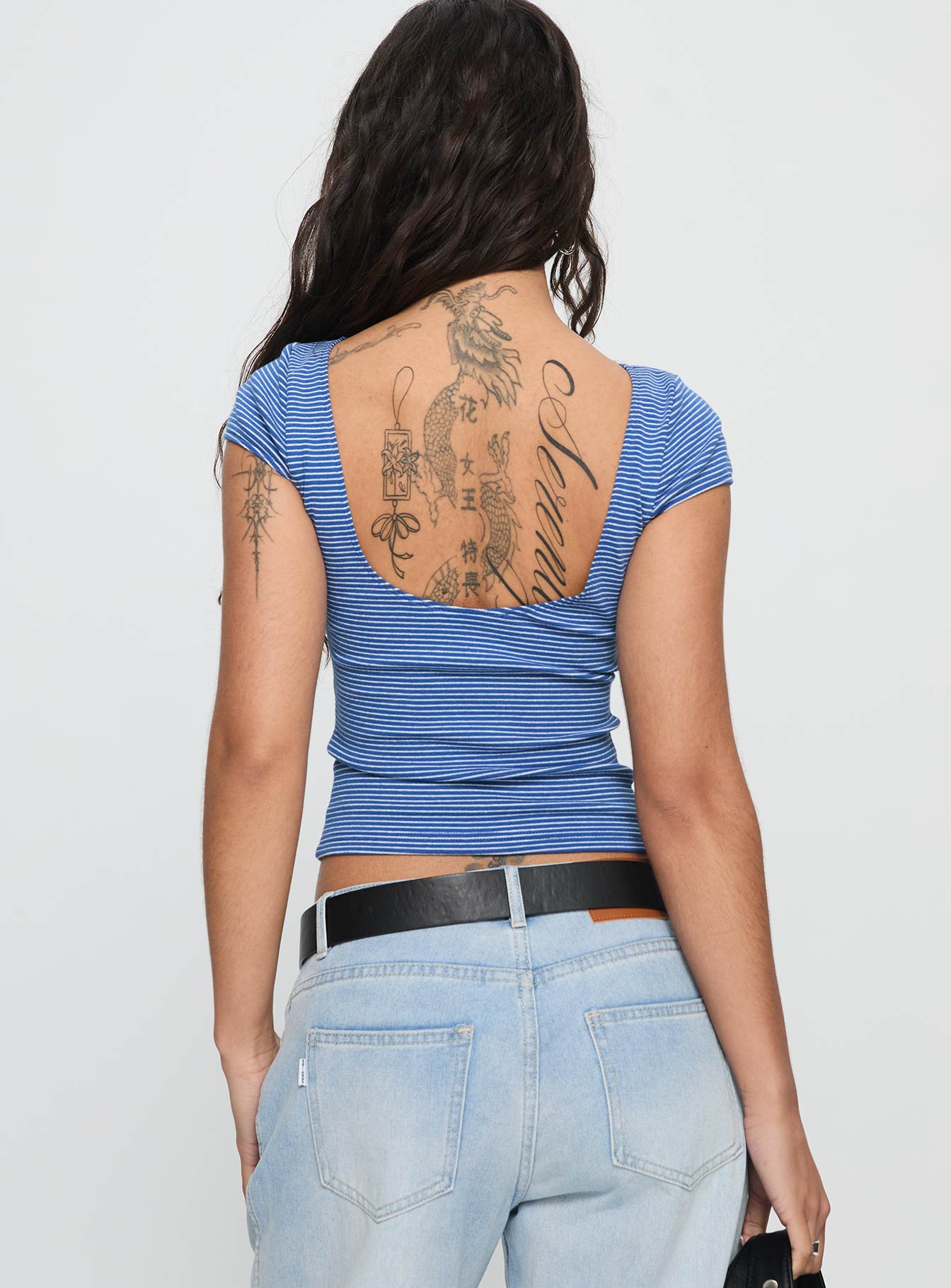 Nyren Low Back Boatneck Top Blue Stripe - Image 5