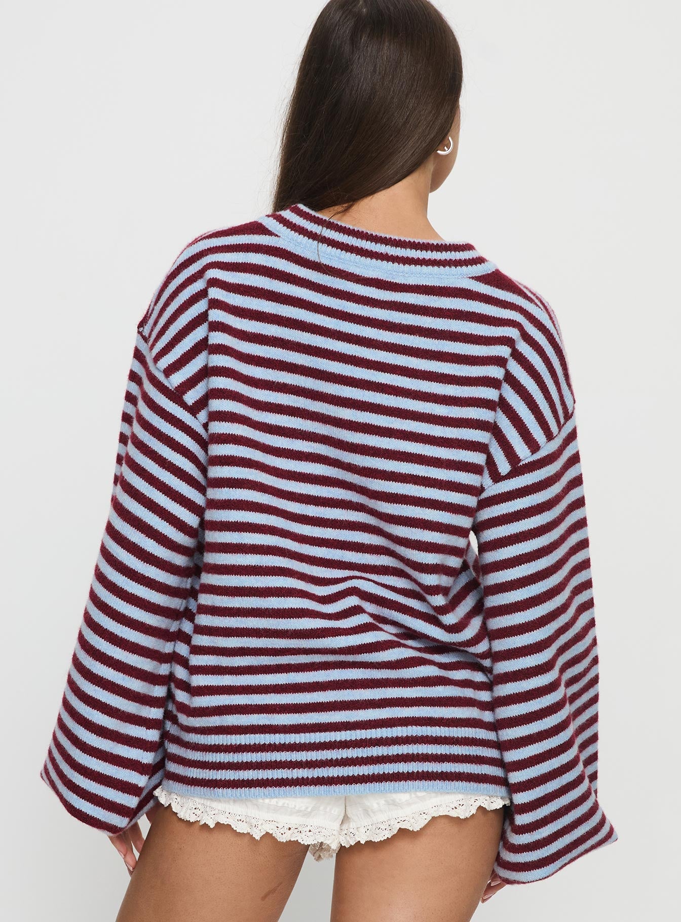 Winter Stroll Knit Sweater Blue Stripe - Image 5