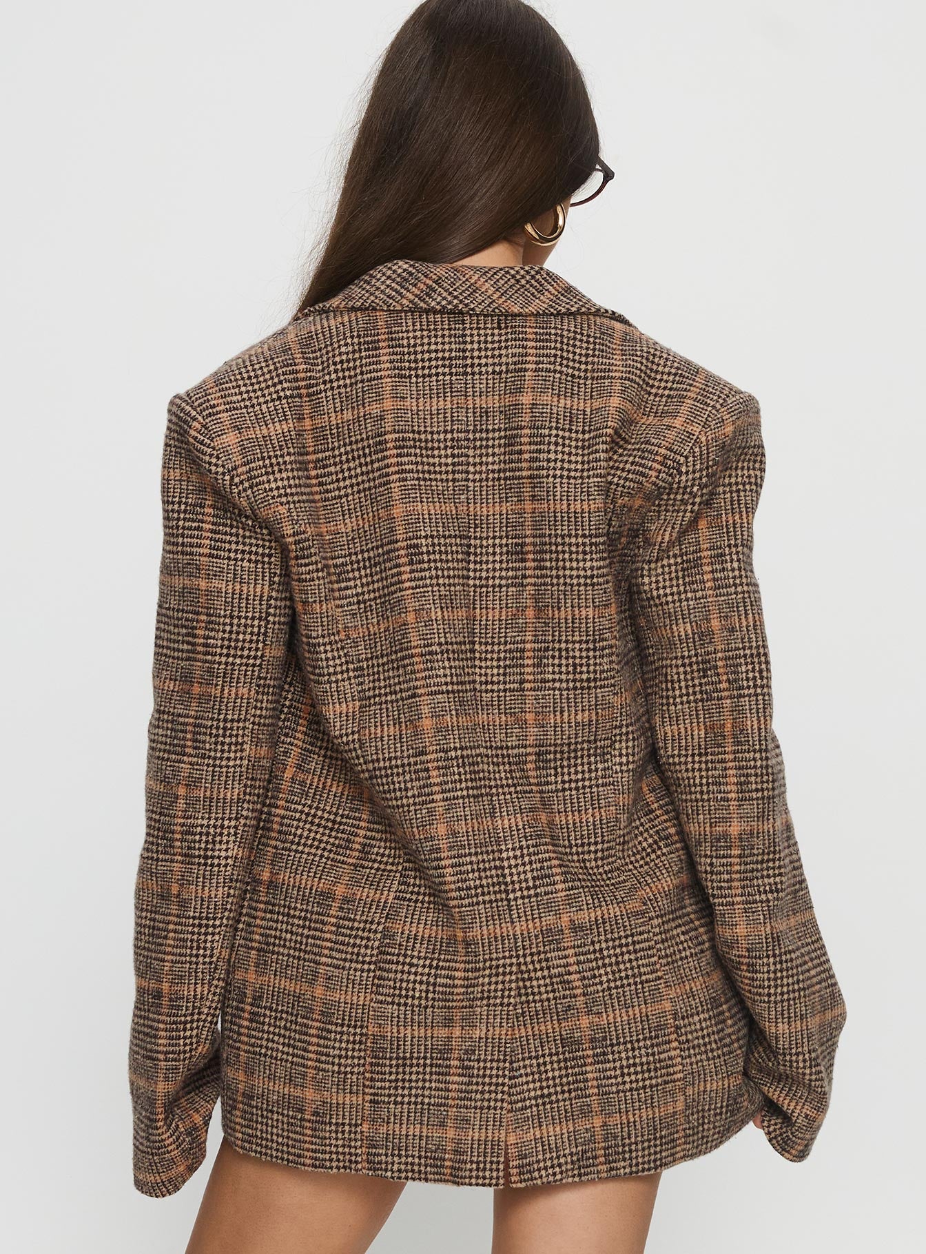 Ayvanna Oversized Blazer Brown Plaid - Image 5