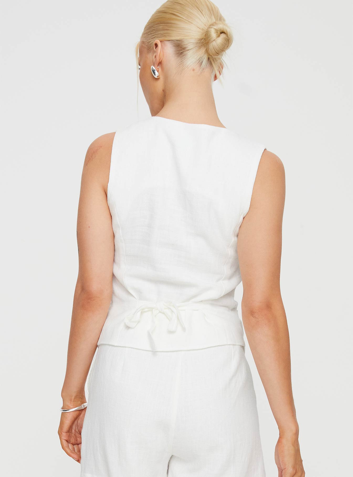 Ginger Linen Blend Vest White - Image 5