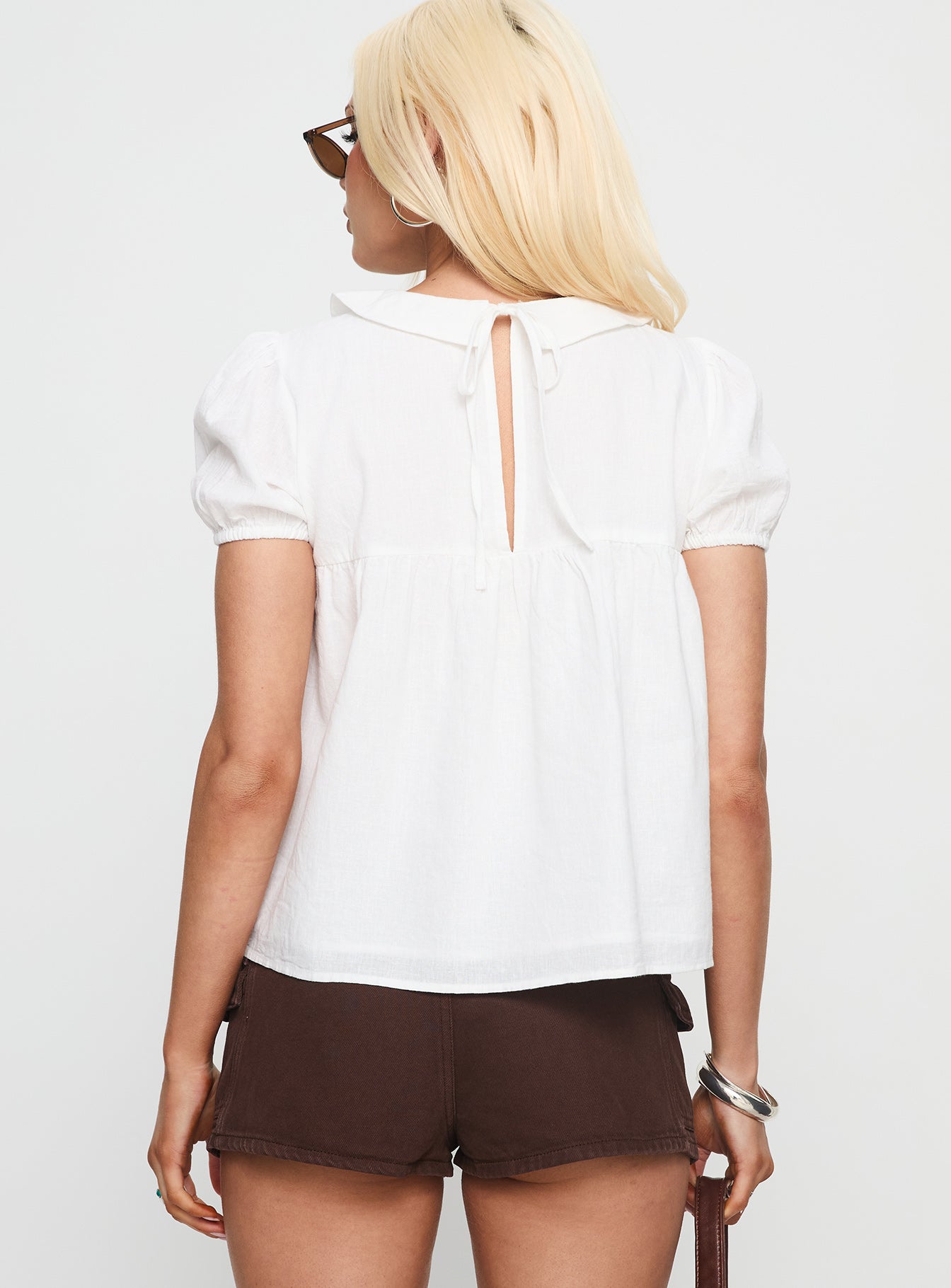 Vaylen Collared Blouse Top White - Image 5