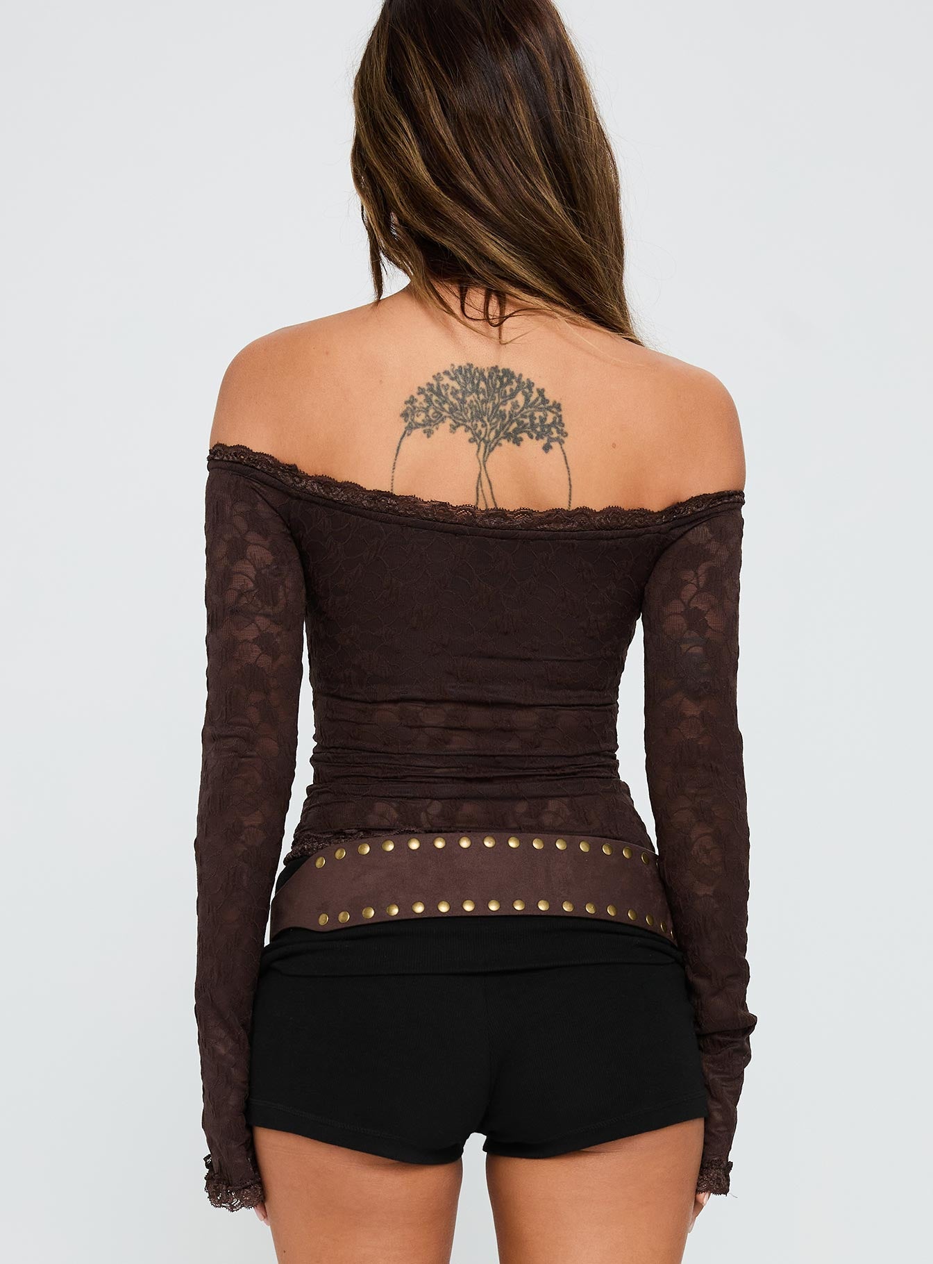 Mochapella Off The Shoulder Top Brown - Image 5