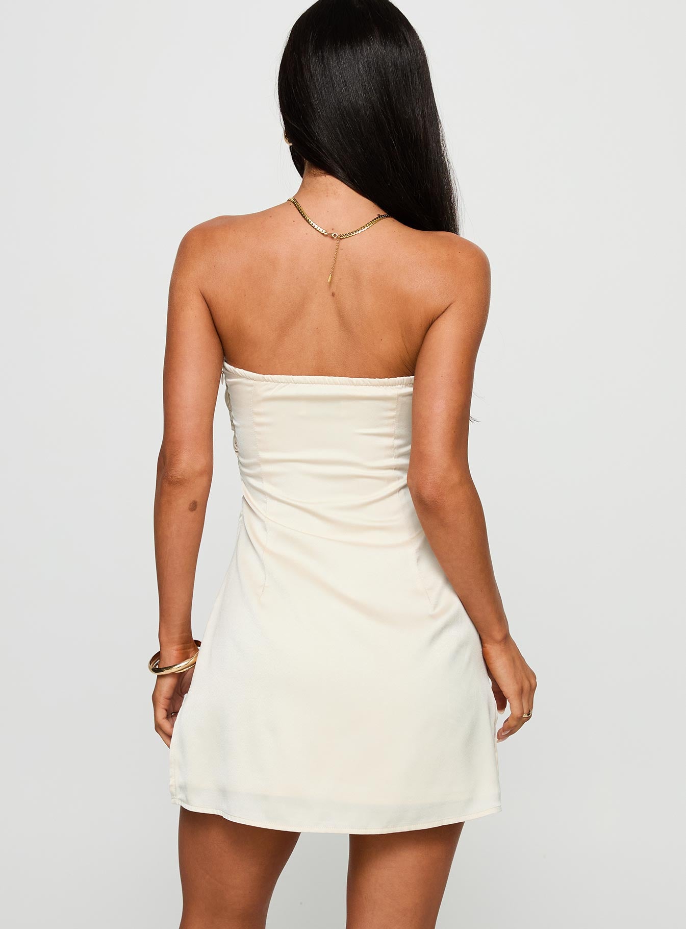 Irena Strapless Mini Dress Champagne - Image 5