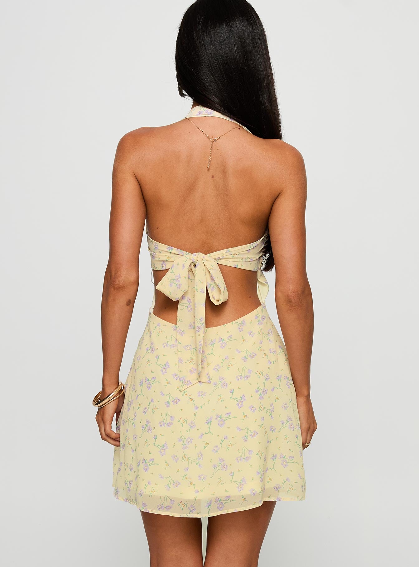 Rosamie Halter Mini Dress Cream Floral - Image 4
