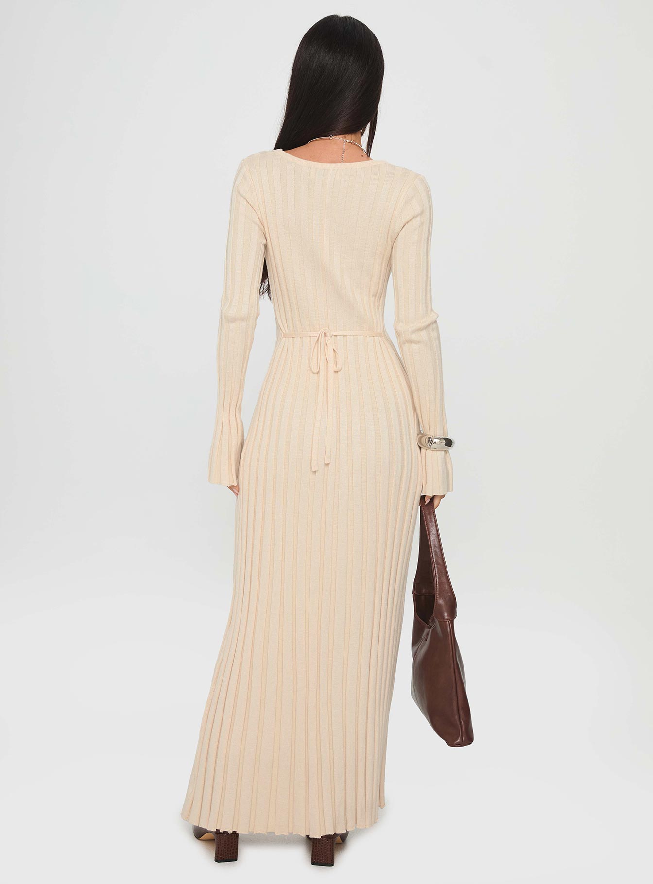 Gratuita Long Sleeve Rib Maxi Dress Cream - Image 5