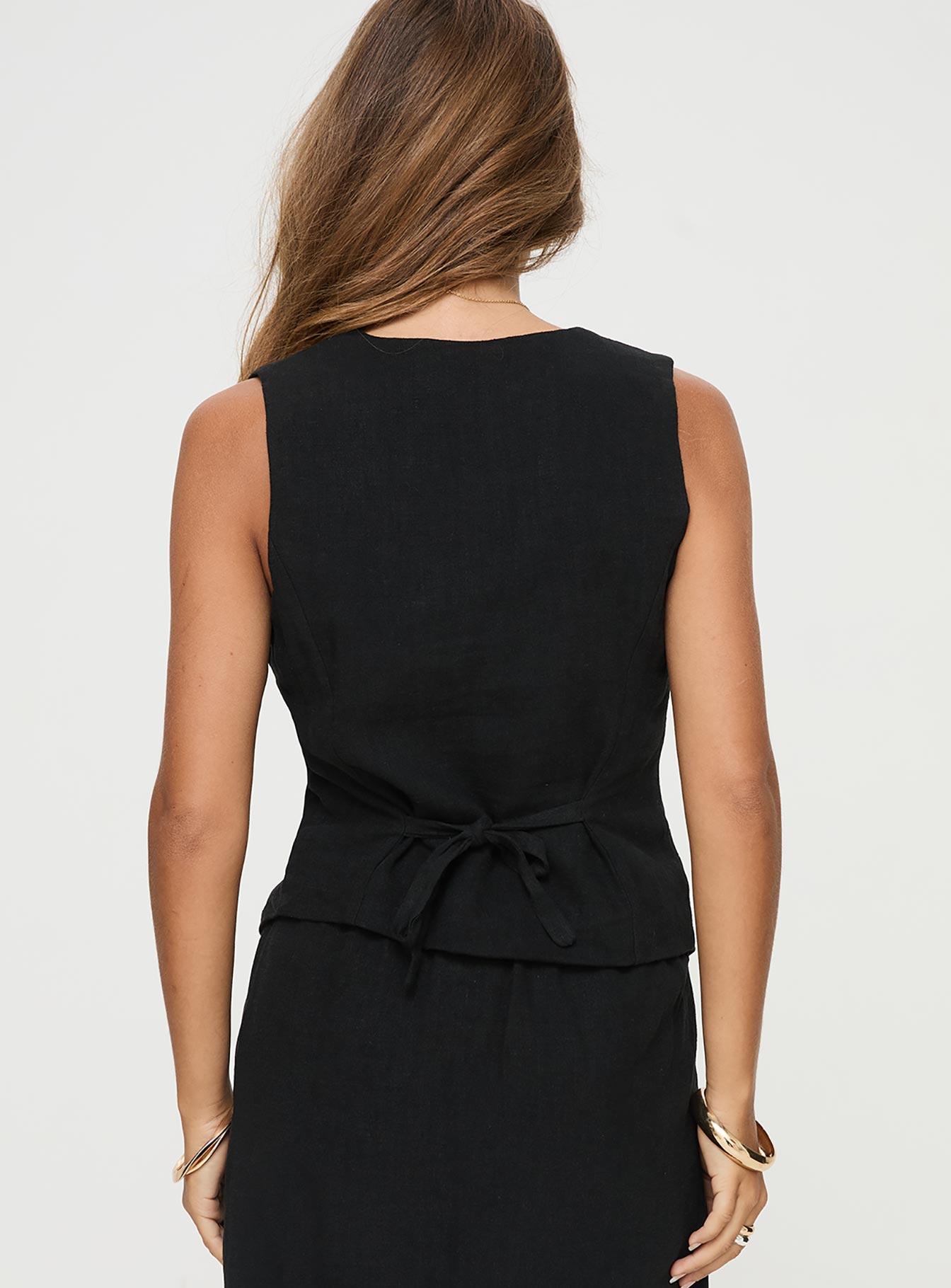 Ginger Linen Blend Vest Black - Image 5