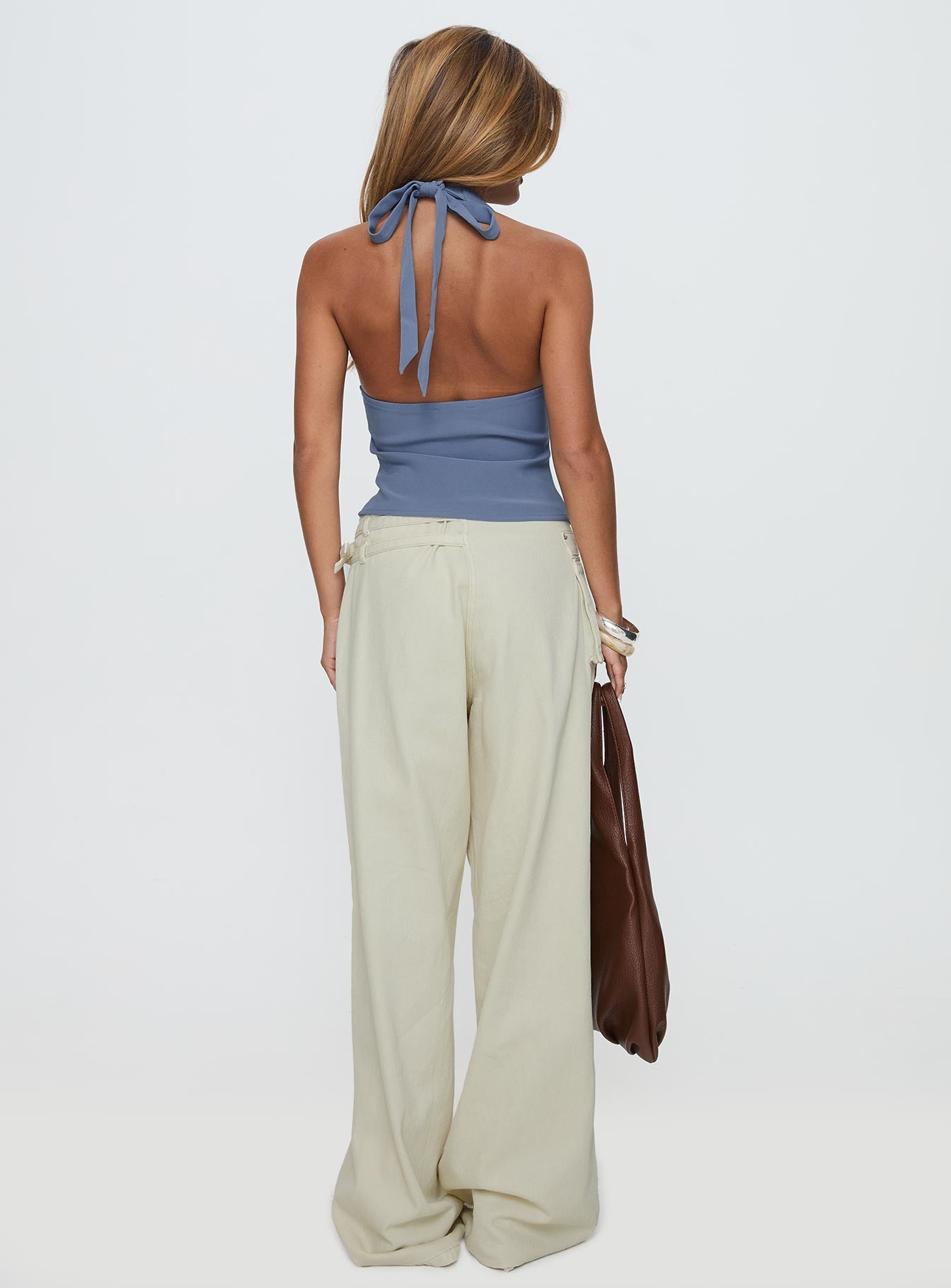 Paltrow Mid Rise Wide Leg Cargo Jeans Cream Petite - Image 5