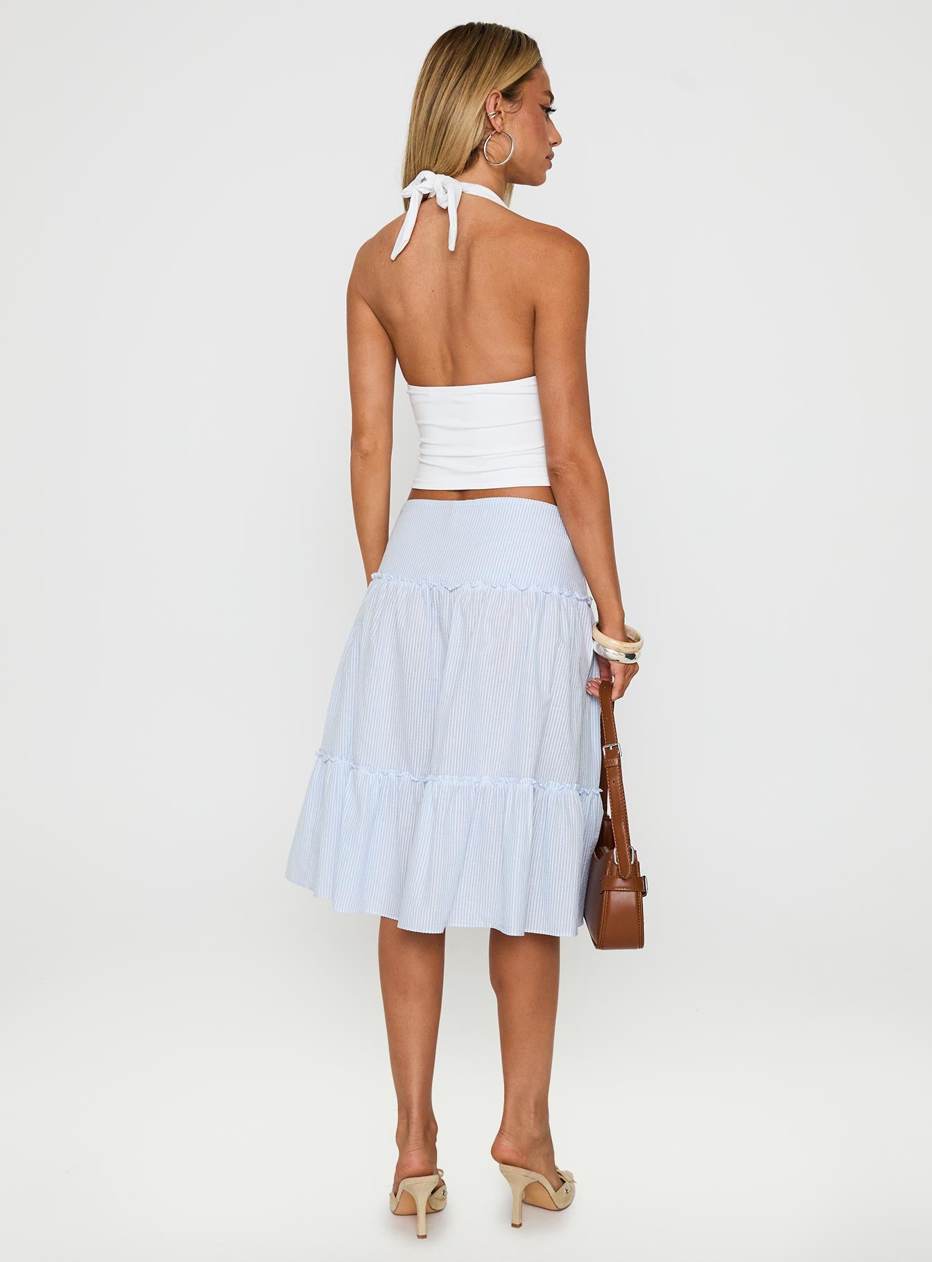 Cascades Low Rise Midi Skirt Blue White Stripe - Image 5