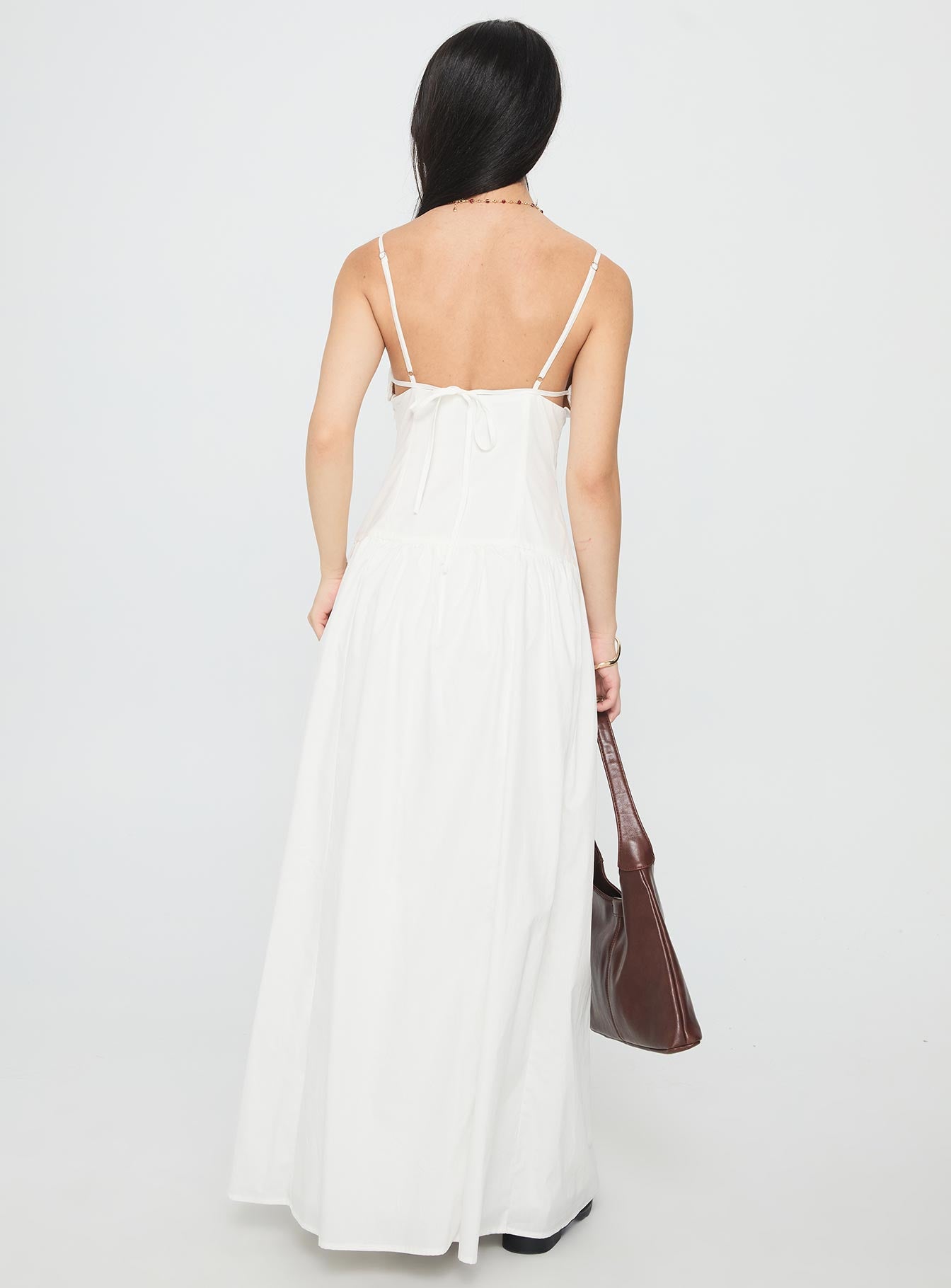 Lady Belle Drop Waist Pleat Maxi Dress White - Image 5