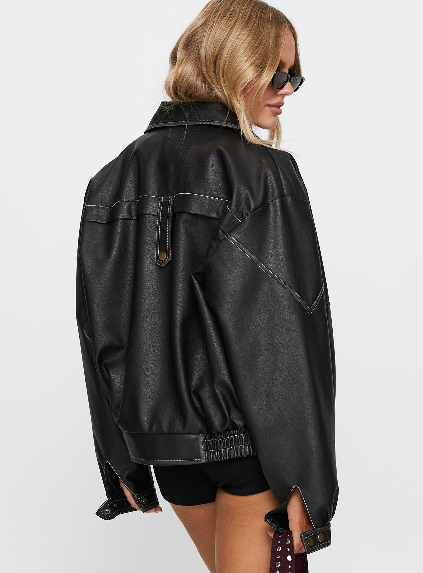 Jaxton Faux Leather Jacket Black - Image 5