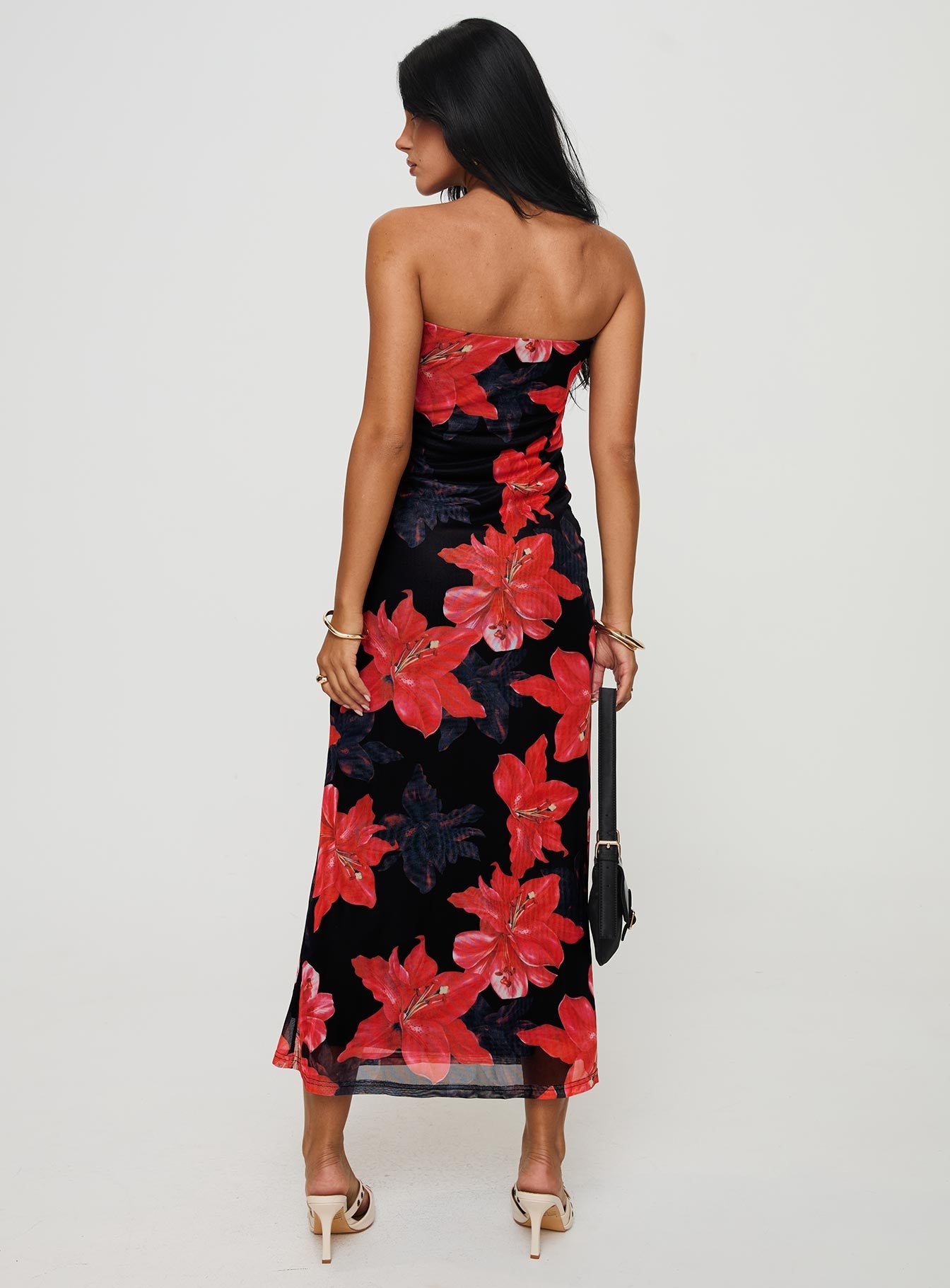 Celik Strapless Maxi Dress Black Floral - Image 5