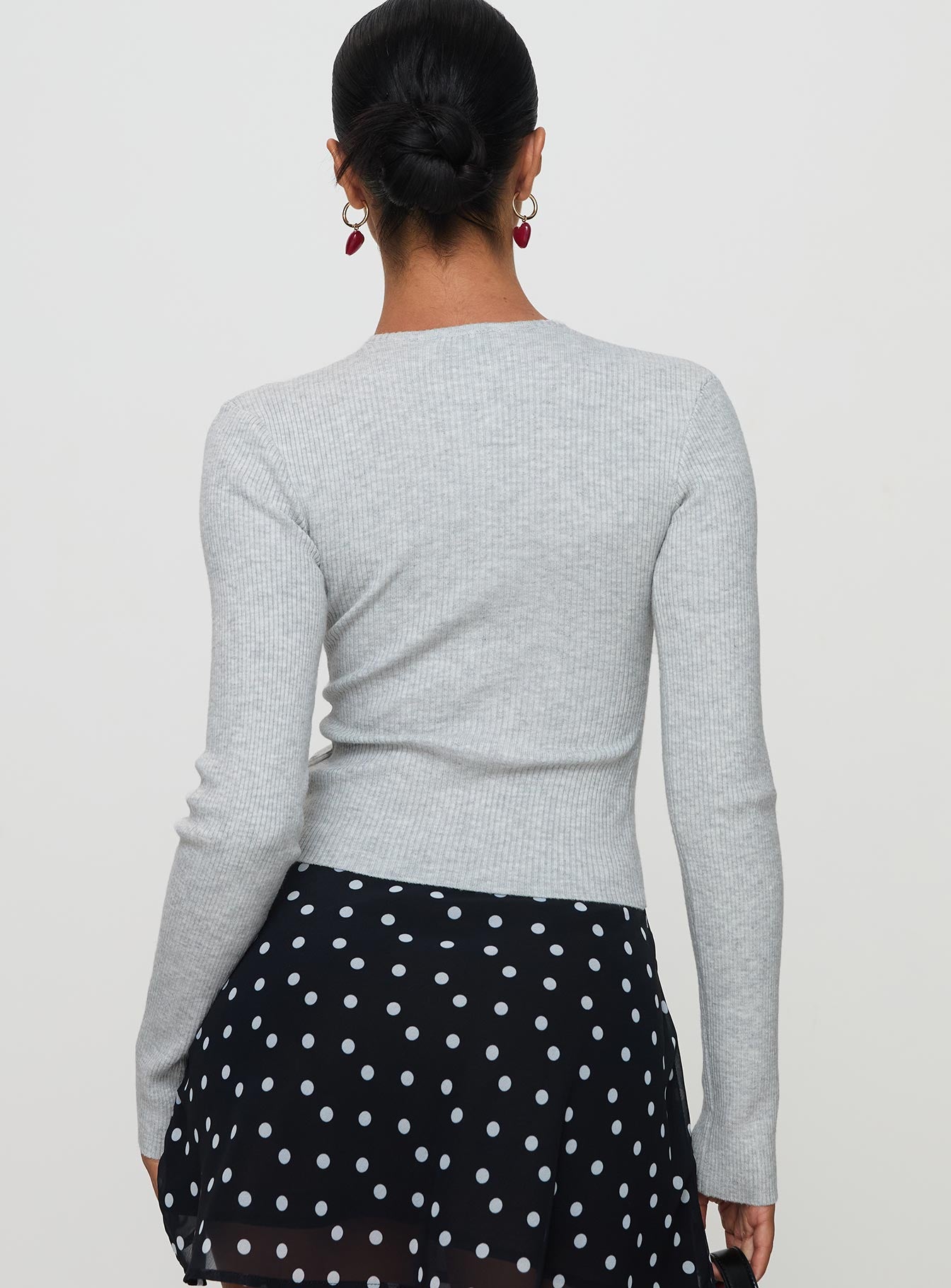 Suzu Long Sleeve Knit Top Grey - Image 5