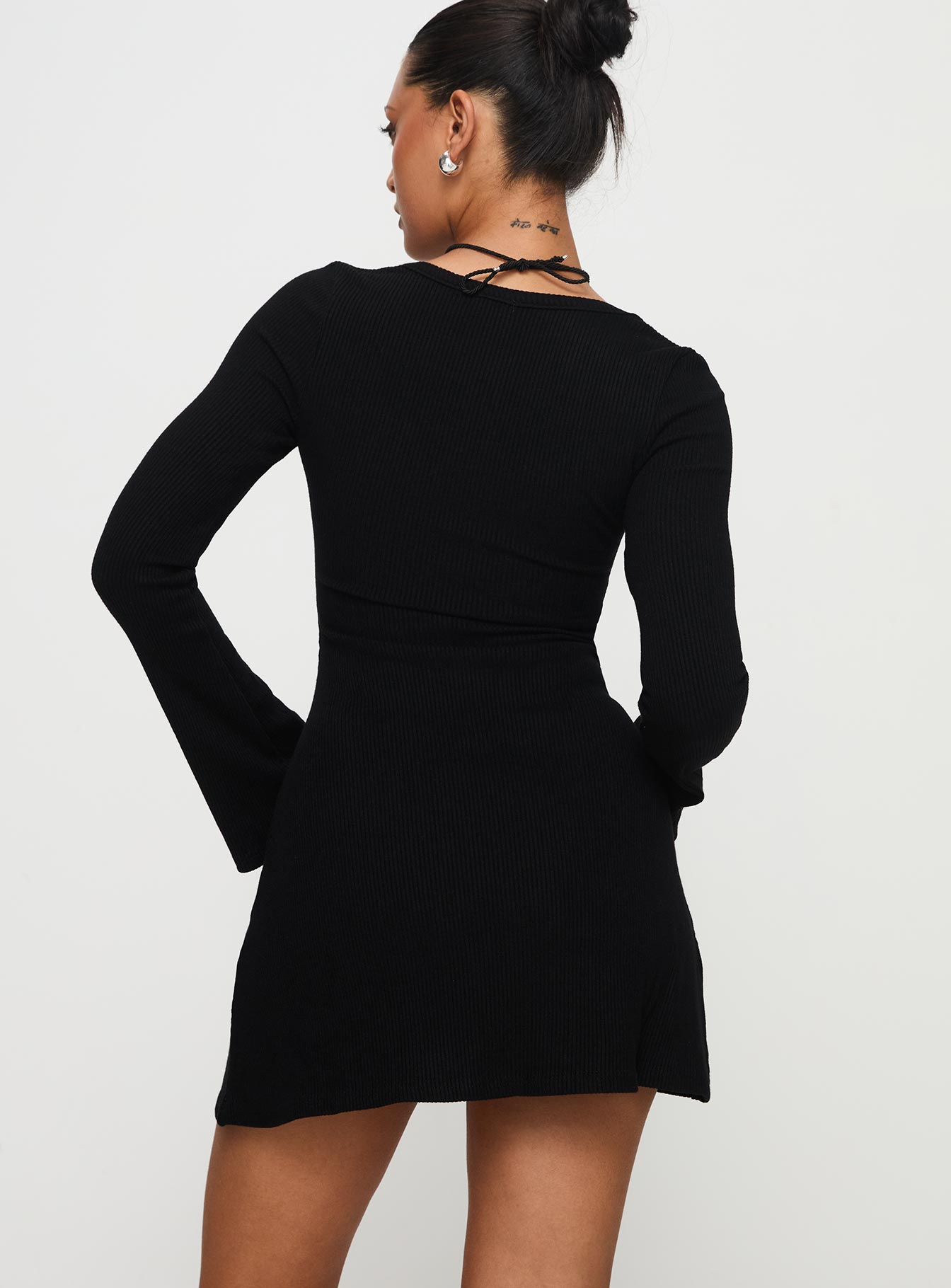 Best Interest Long Sleeve Mini Dress Black Tall - Image 4