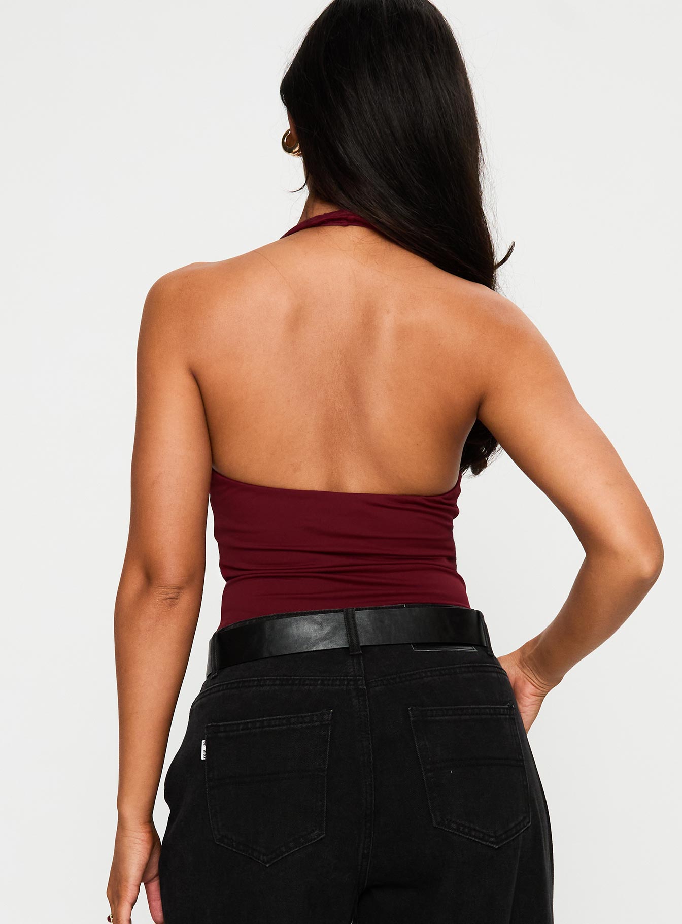 Someone New Halter Bodysuit Burgundy - Image 5