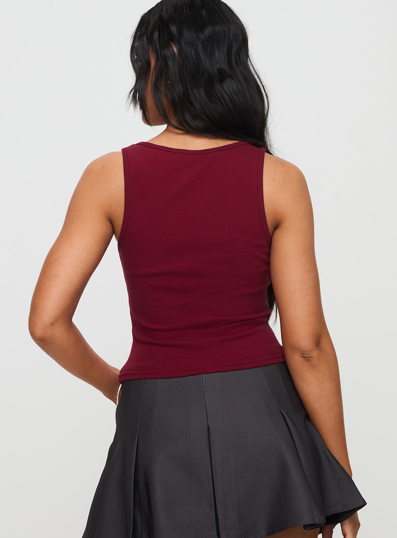 Baseline Square Neck Rib Tank Top Red - Image 5