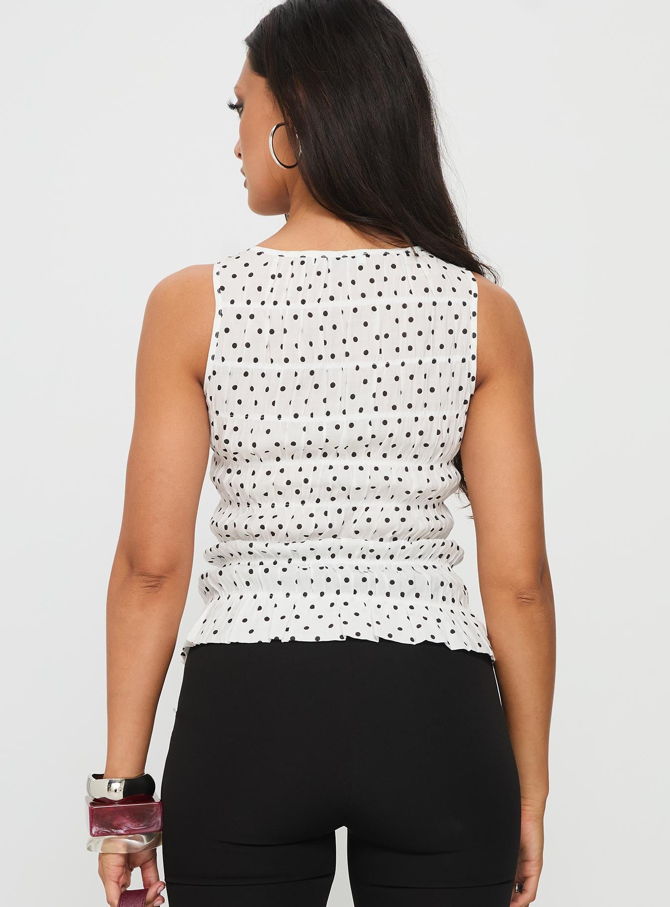 Marleene Shirred Top White Polka - Image 5