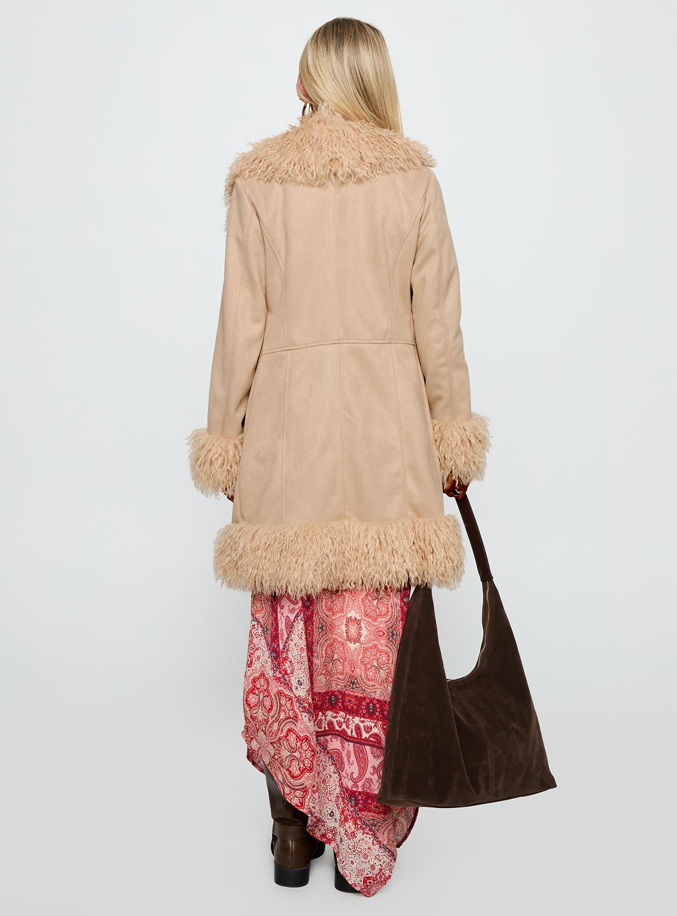 Josefina Faux Fur Detail Jacket Beige - Image 5