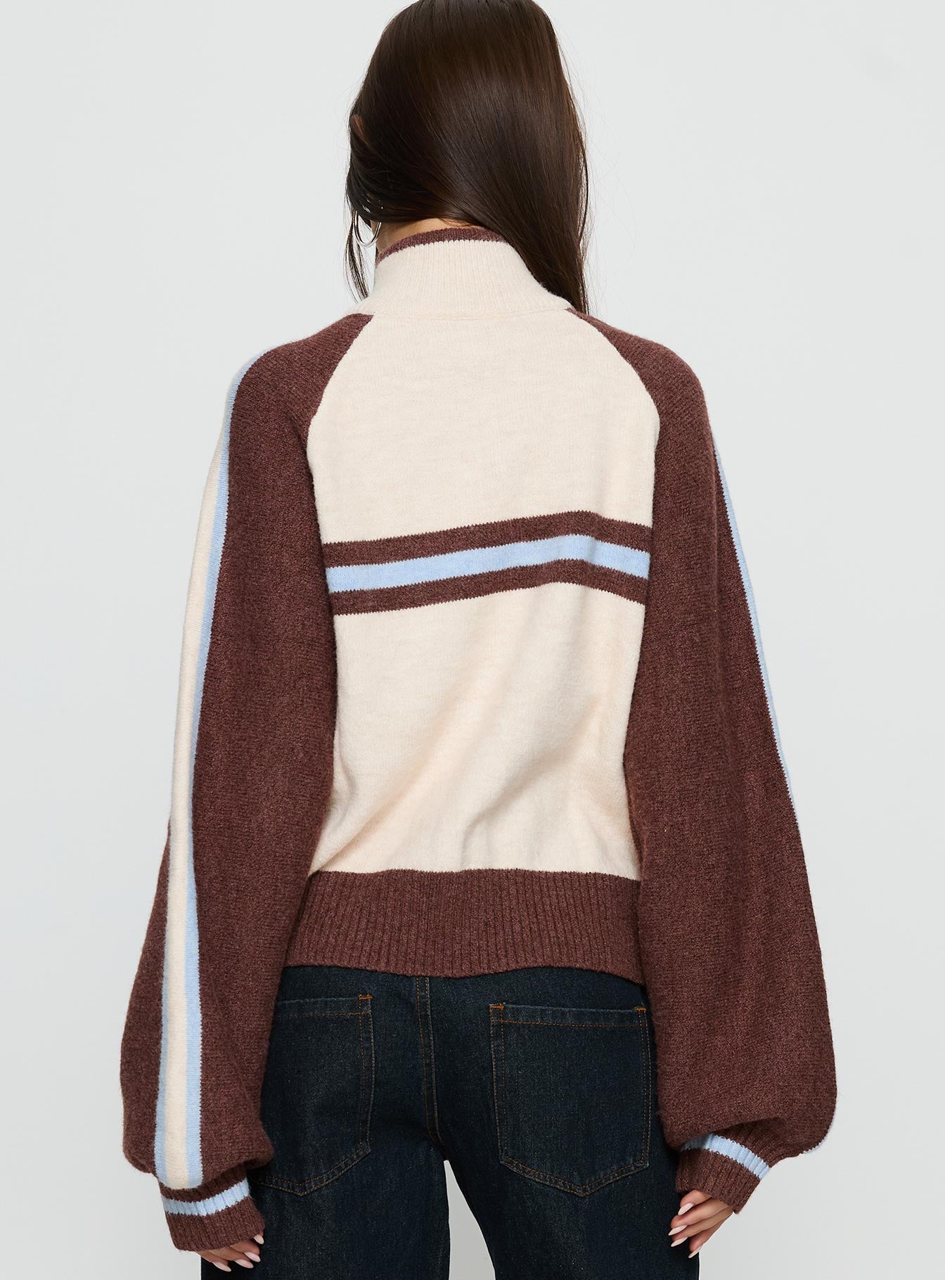 Lexanne Zip Through Knit Jumper Cream Multi - Image 5