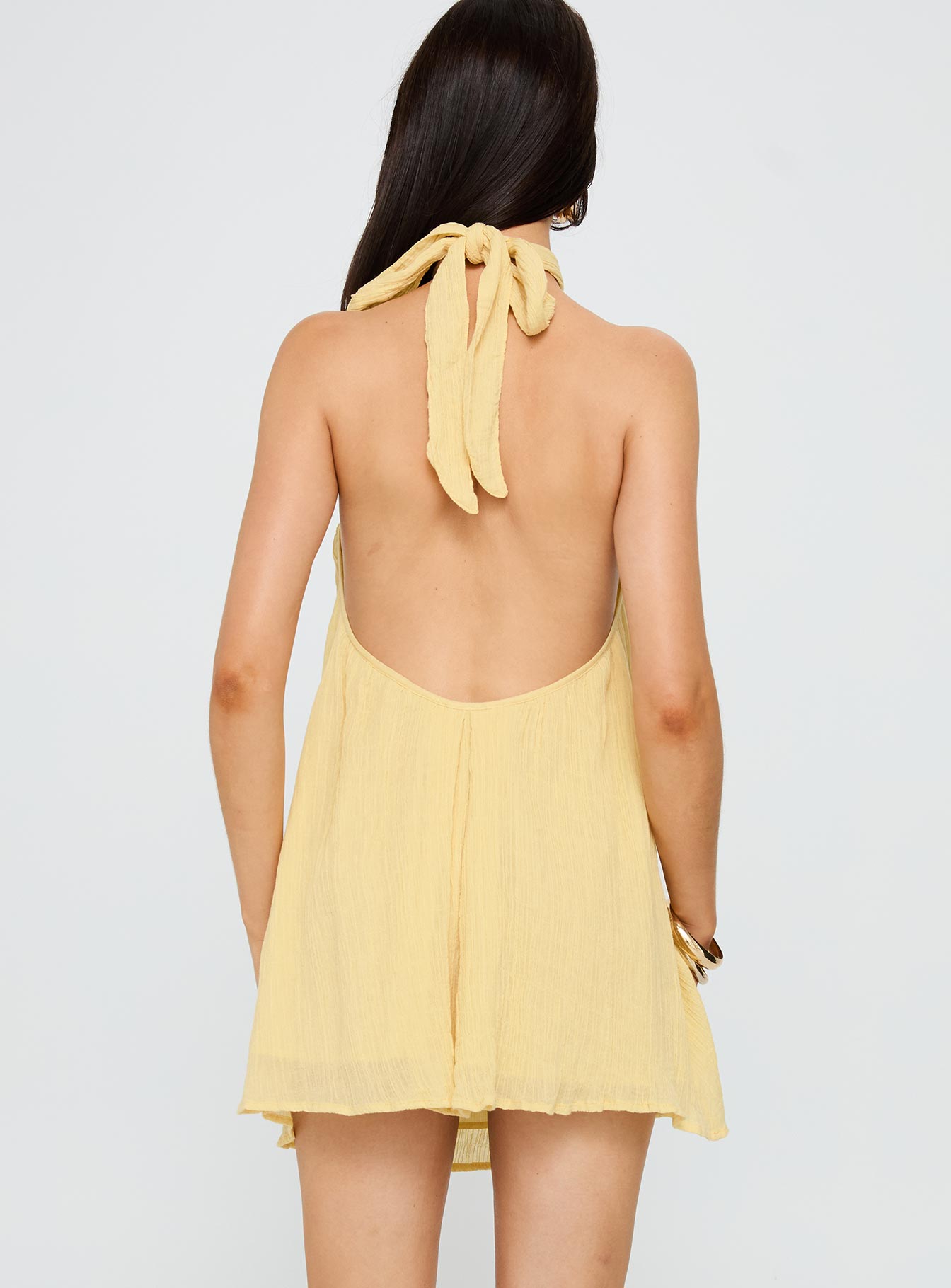 Kaiko Halter Mini Dress Yellow - Image 5