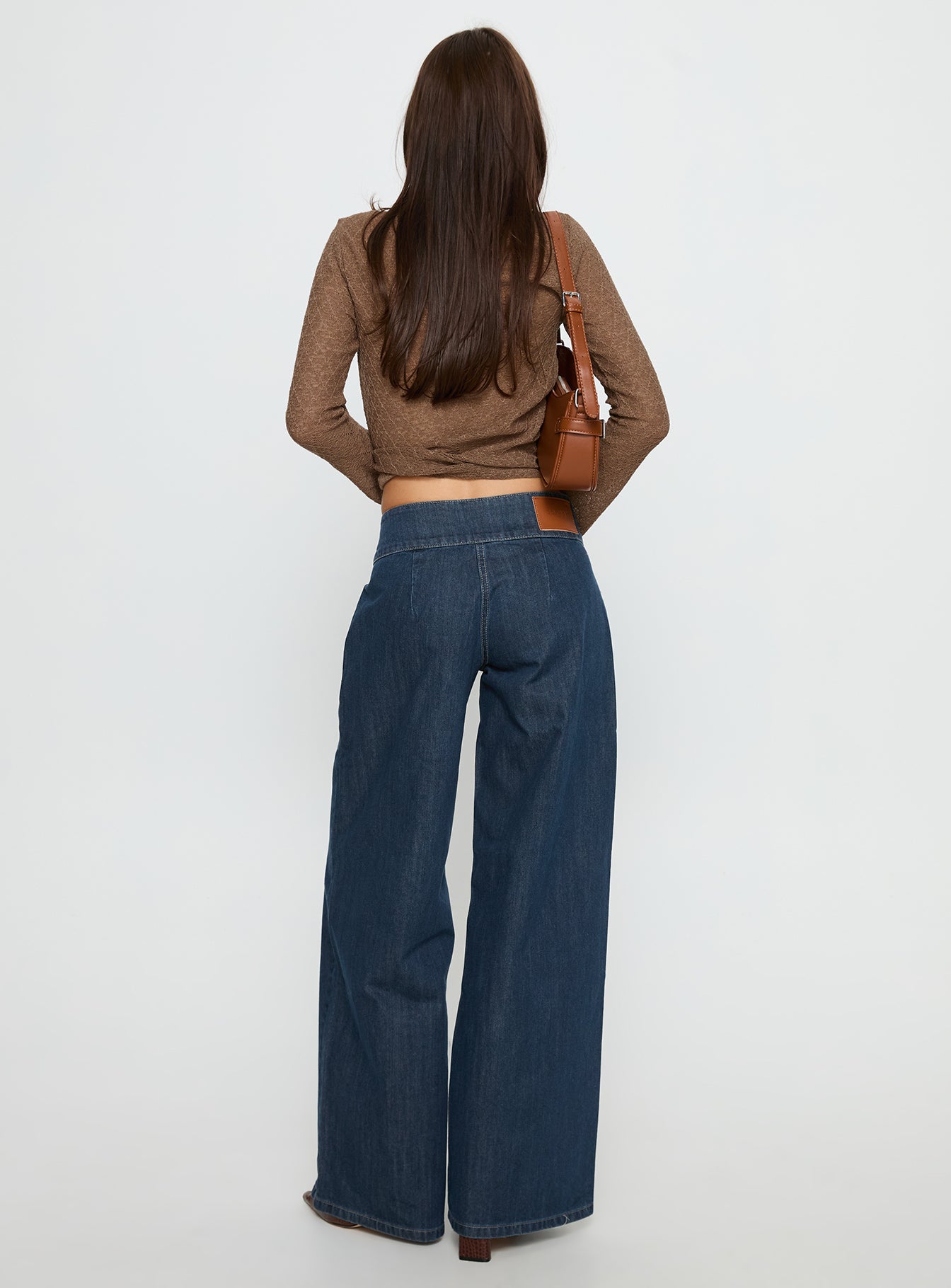 Unwritten Mid Rise Wide Leg Jeans Dark Blue Wash - Image 5