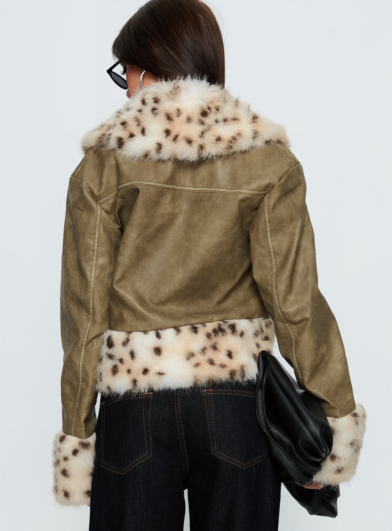 Hiraya Faux Fur Trim Jacket Vintage Green - Image 5